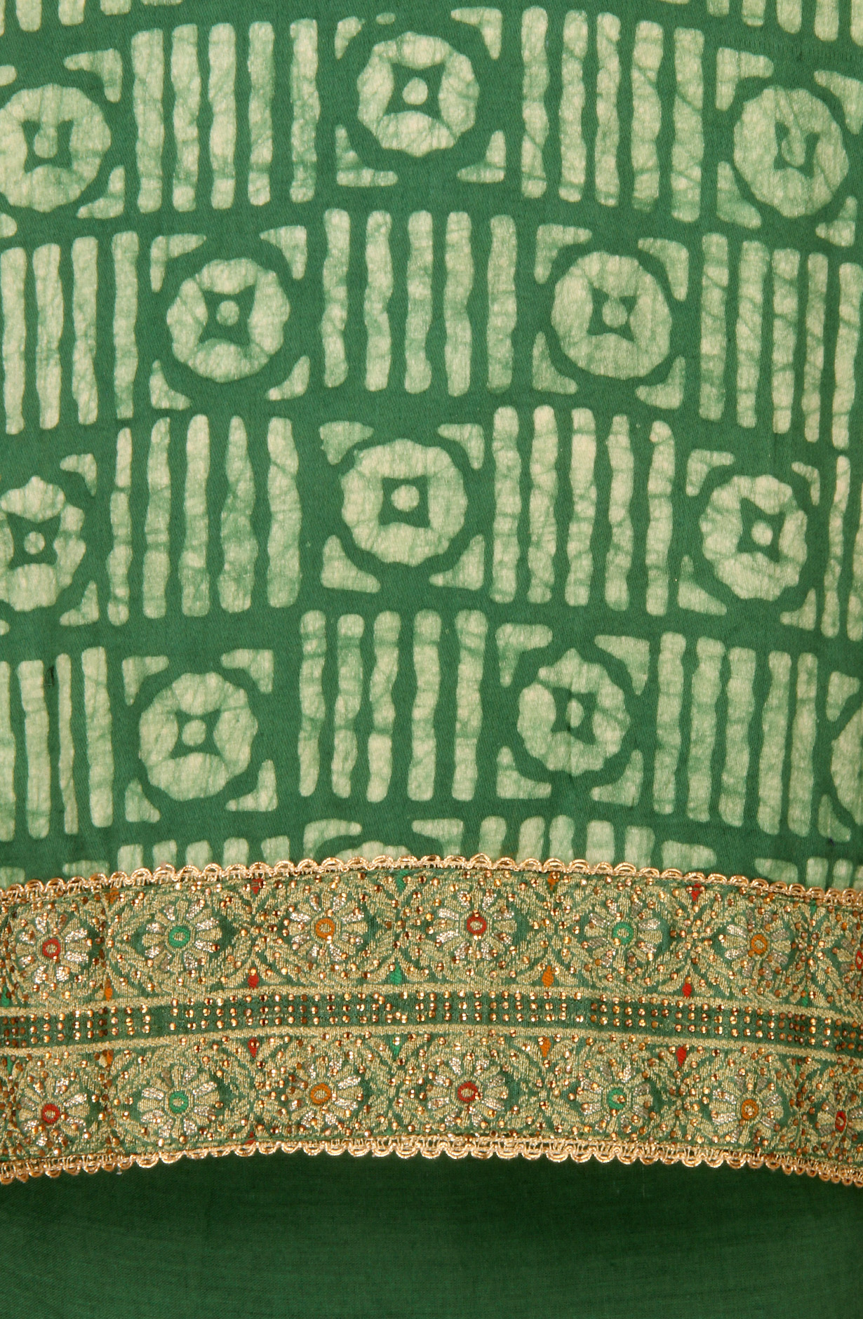 Bottle Green Cotton Unstitched Salwar Suit with Chiffon Dupatta - 959-SATINBATIQ-B