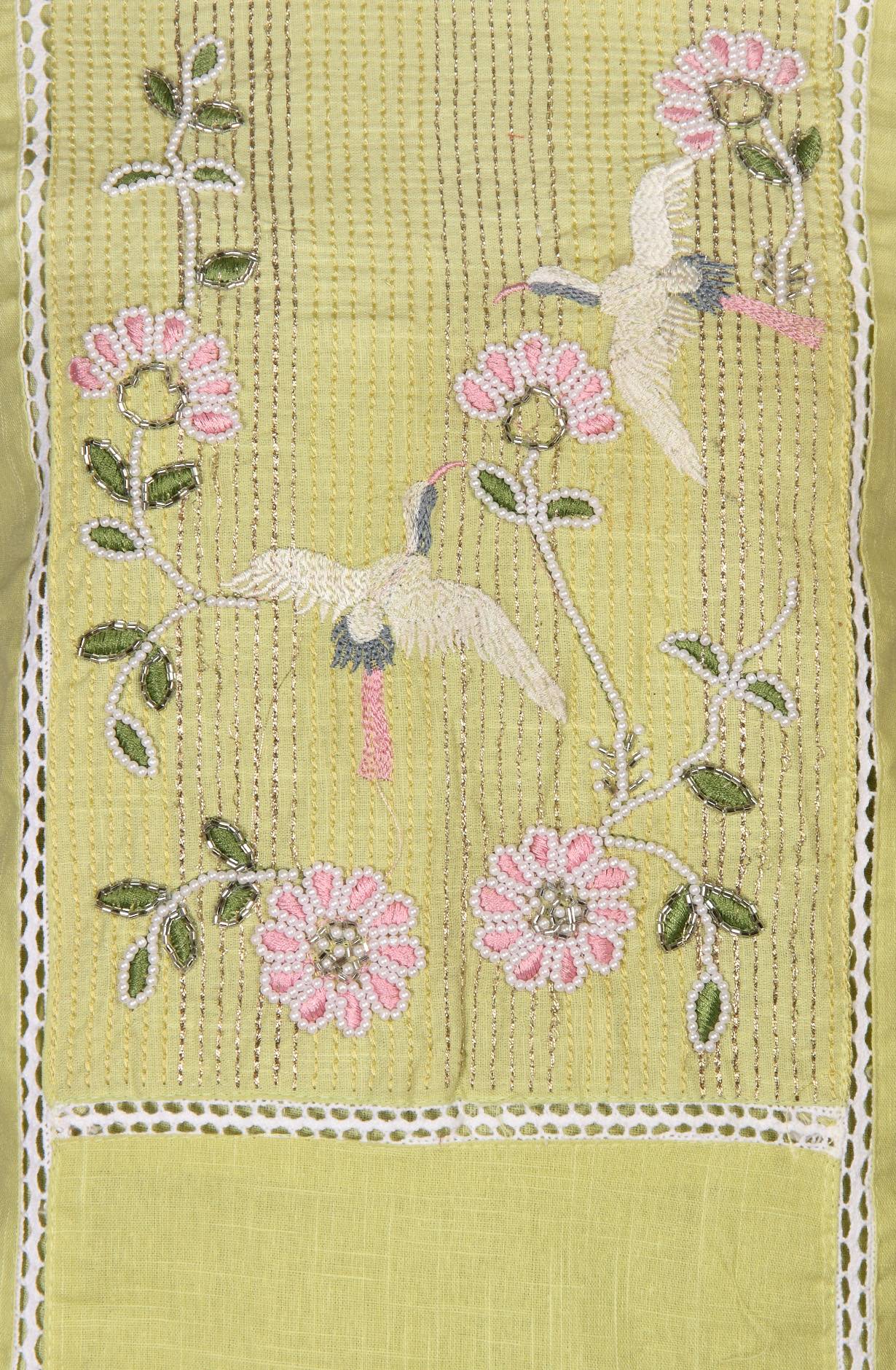 Parrot Green Cotton Lace Work Salwar Suit with Beautiful Dupatta - 959-SWAN