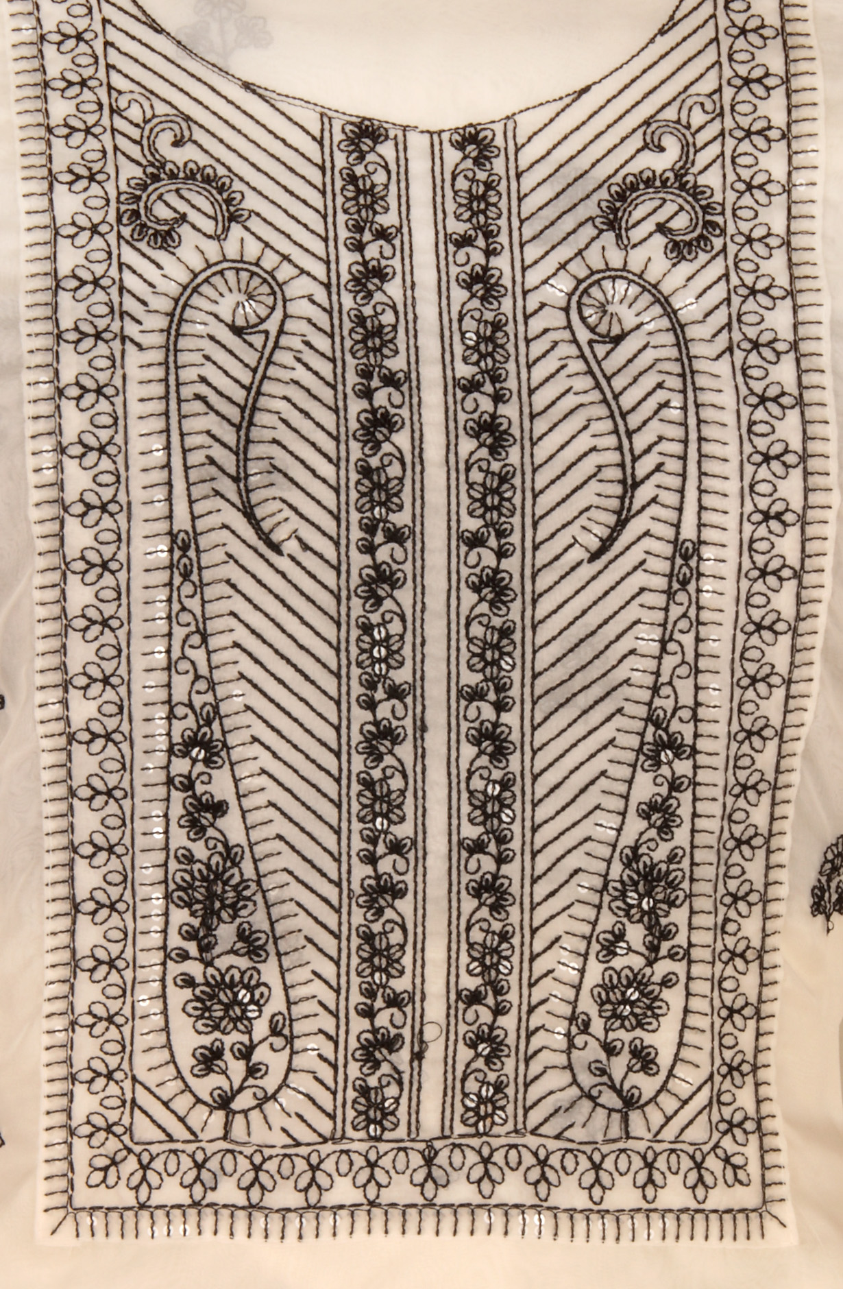 Cream Organza Beautiful Embroidered Unstitched Salwar Kameez - 959-VARDHMAN-A