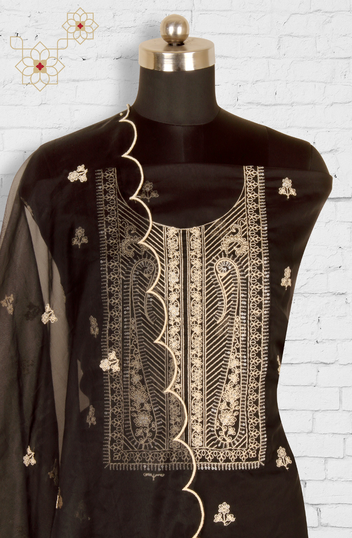 Black Organza Beautiful Embroidered Unstitched Salwar Kameez - 959-VARDHMAN
