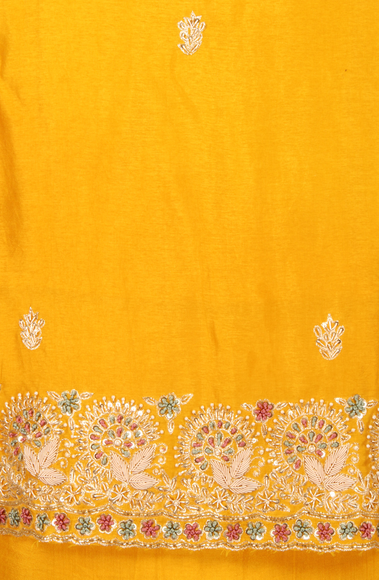 Mustard Yellow Karwa Chauth Special Designer Silk Salwar Kameez with Organza Dupatta - 969-3485