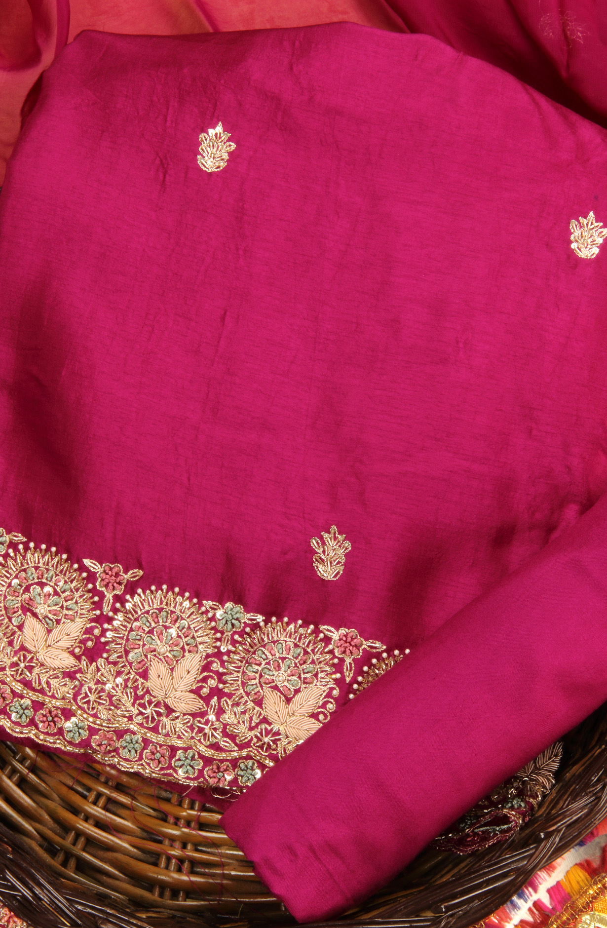 Purple Karwa Chauth Special Designer Silk Salwar Kameez with Organza Dupatta - 969-3485A