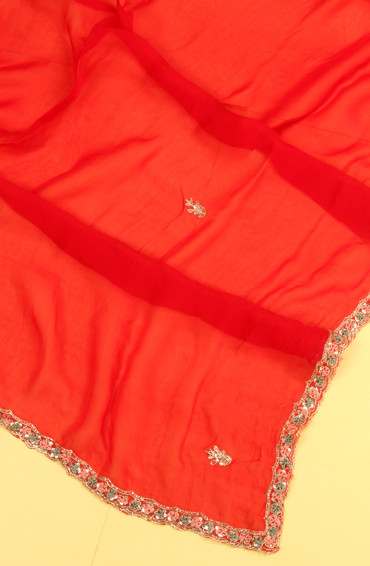 Red Karwa Chauth Special Designer Silk Salwar Kameez with Organza Dupatta - 969-3485C