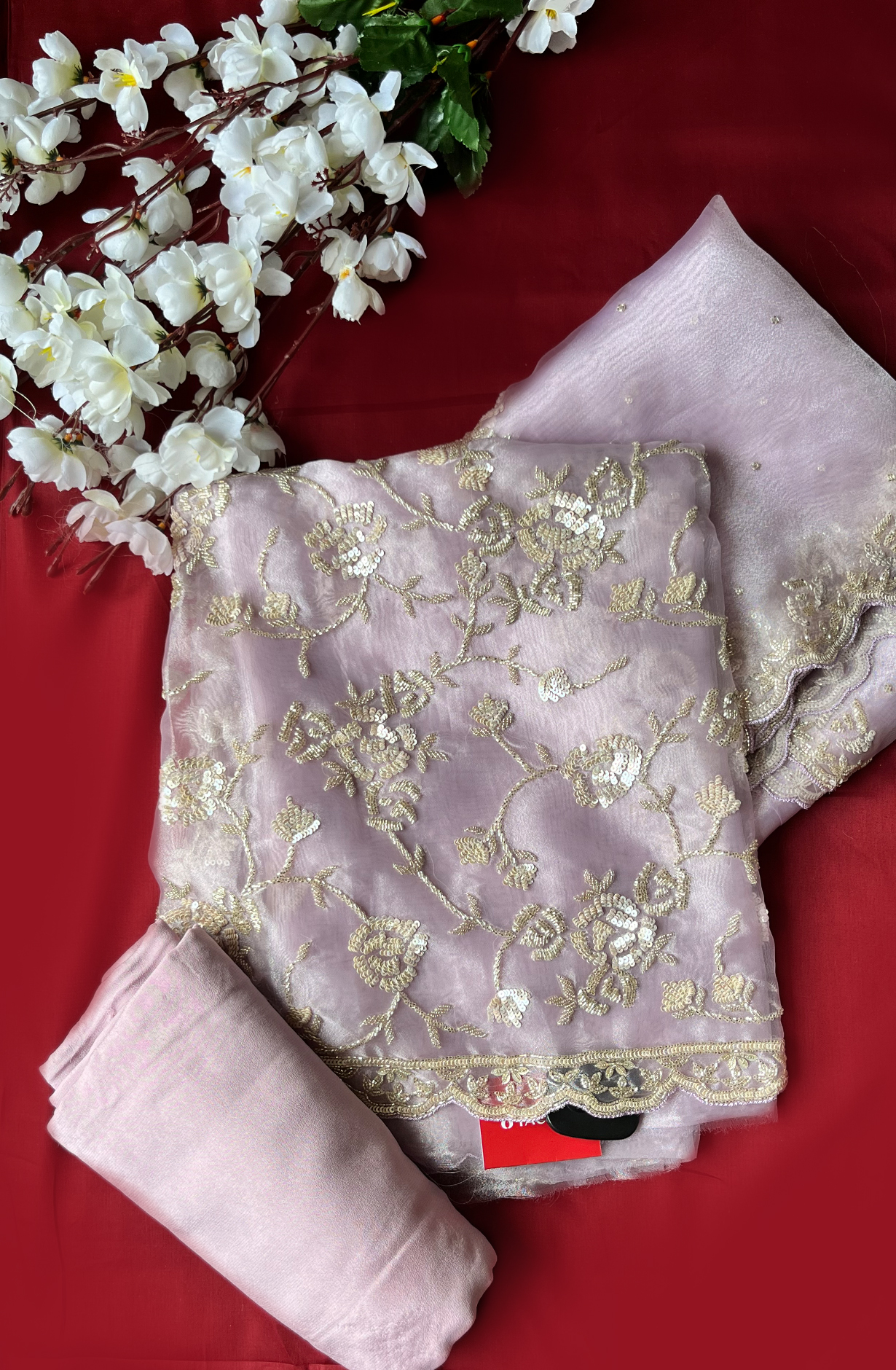 Purple Organza Designer Partywear Salwar Kameez - 969-3712