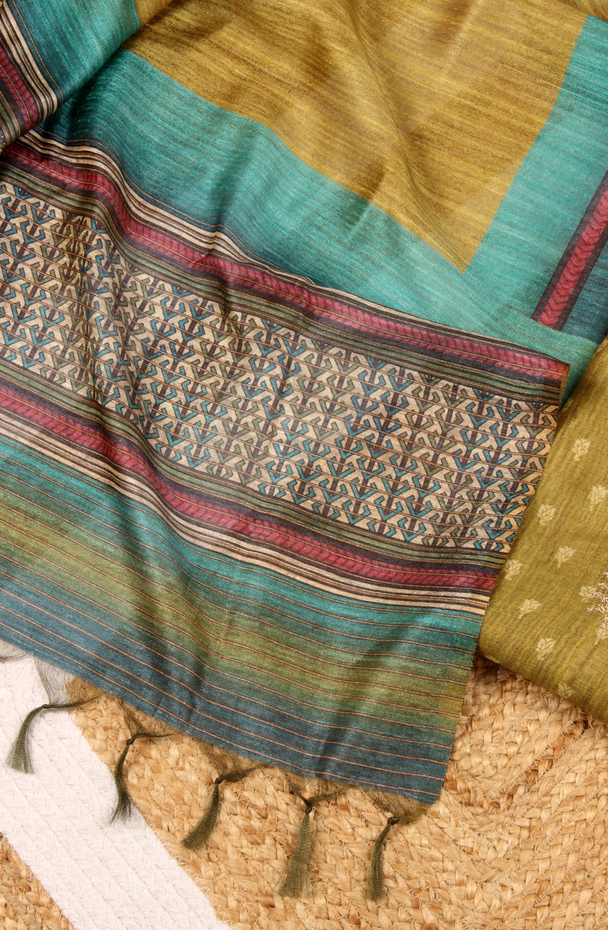 Mehndi Green Chanderi Salwar Kameez with Beautiful Dupatta - 981-NK40