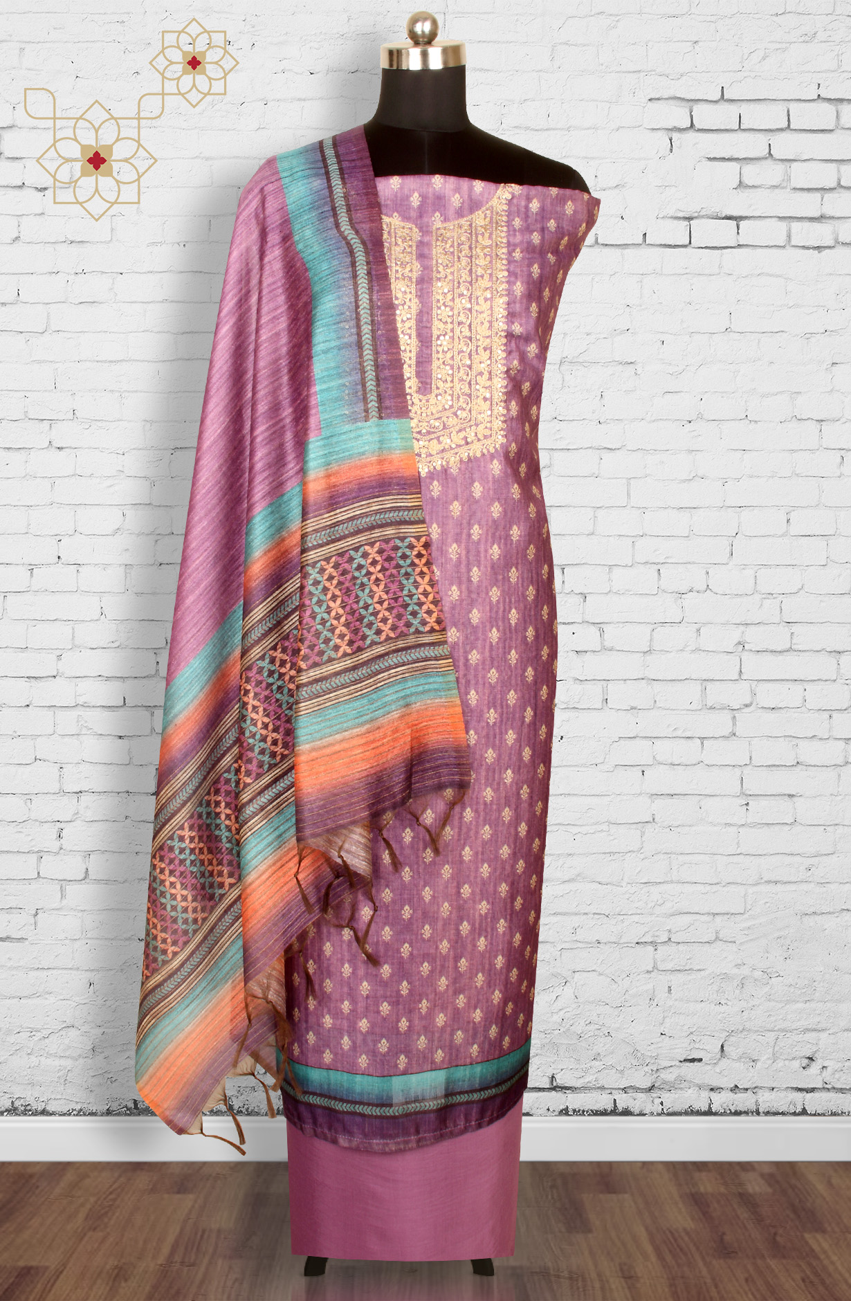Purple Chanderi Salwar Kameez with Beautiful Dupatta - 981-NK4A