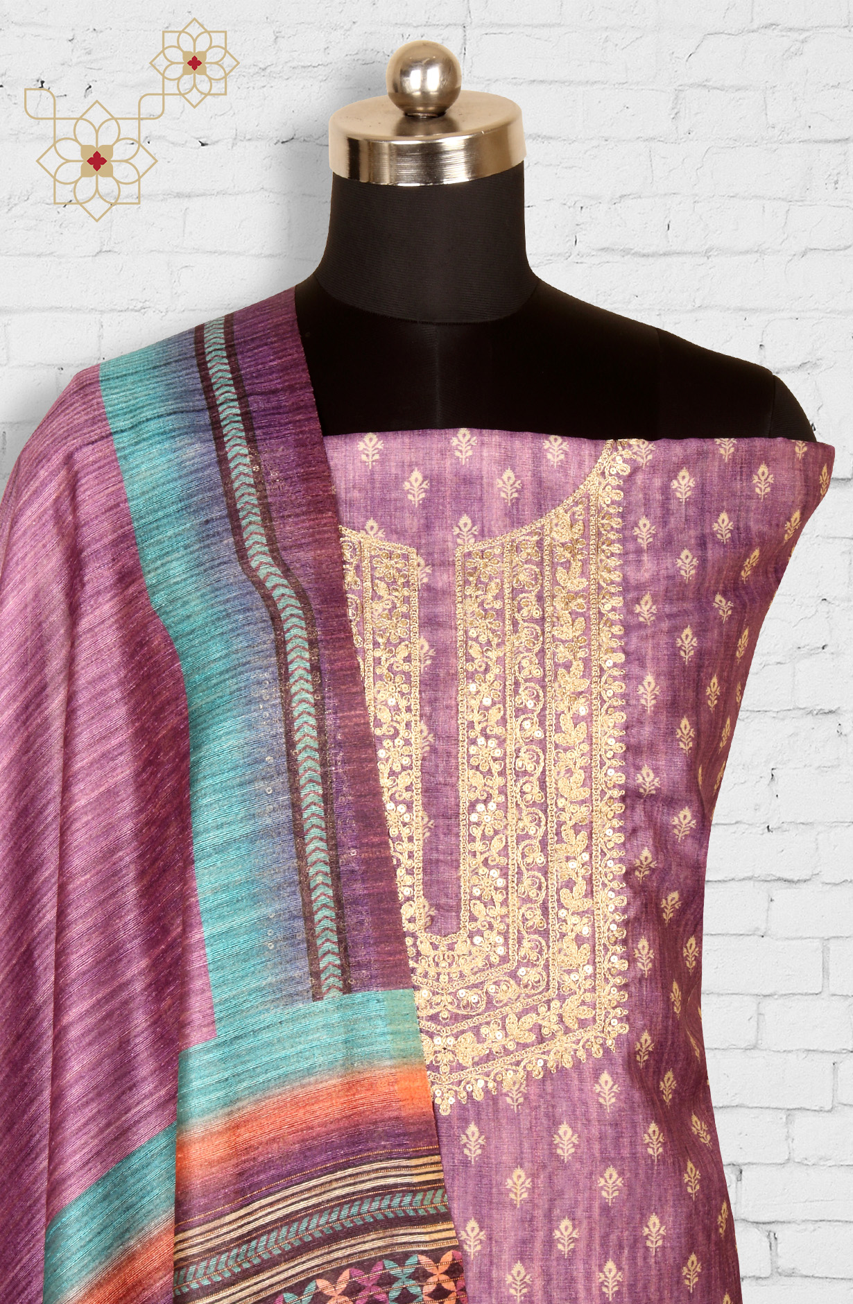 Purple Chanderi Salwar Kameez with Beautiful Dupatta - 981-NK4A