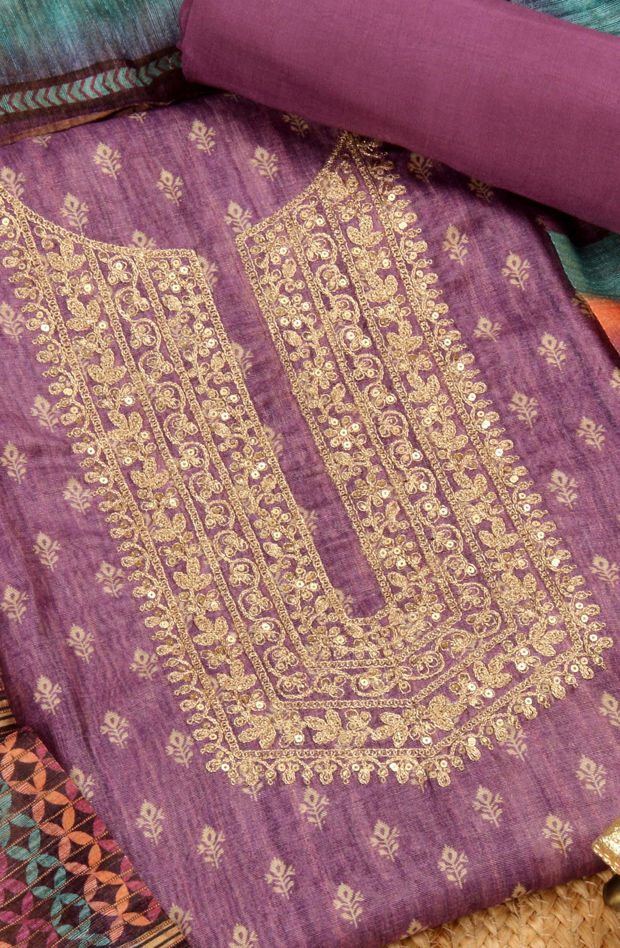 Purple Chanderi Salwar Kameez with Beautiful Dupatta - 981-NK4A