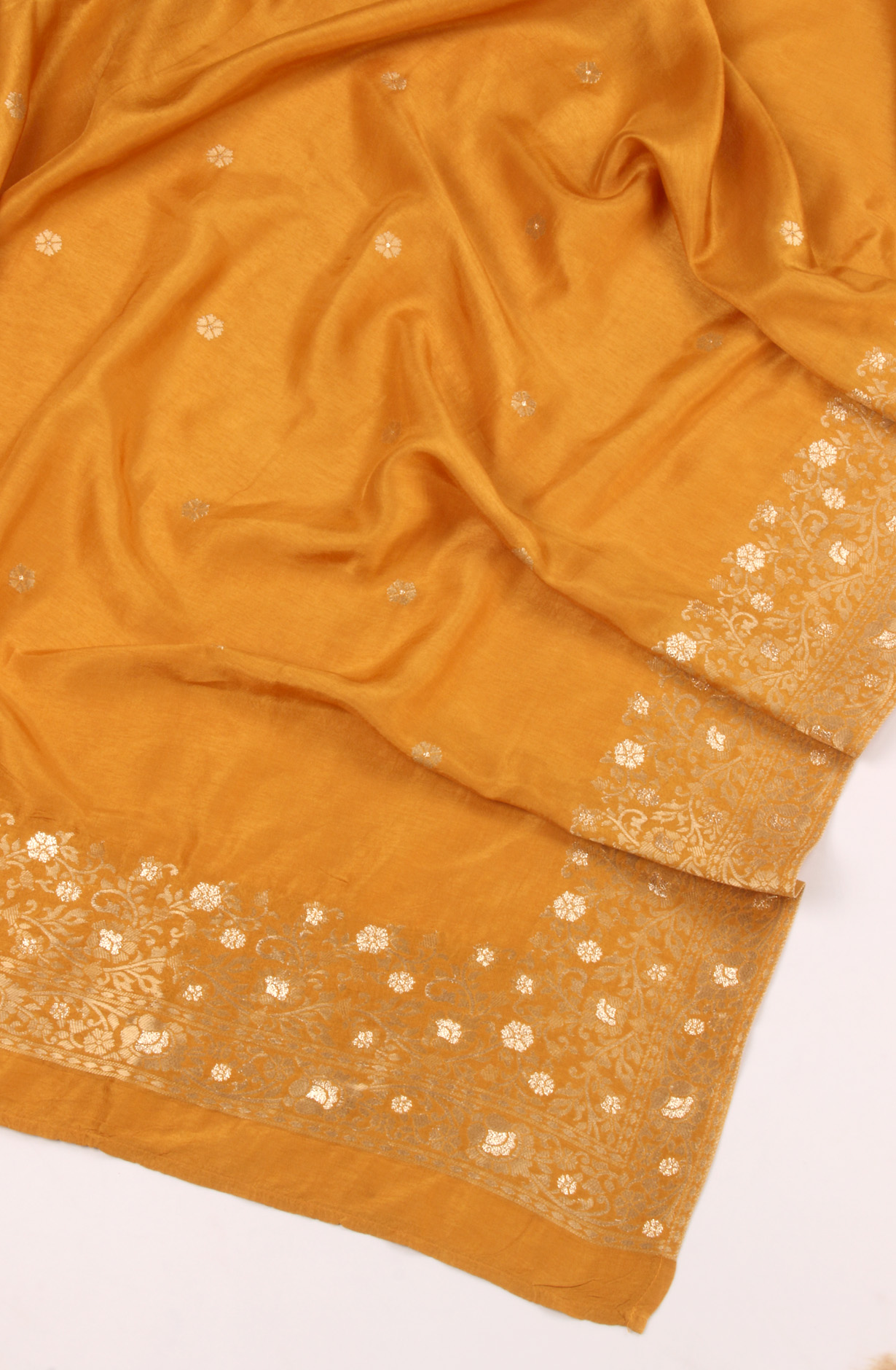 Mustard Yellow Chanderi Silk Unstitched Salwar Kameez with Dupatta - 981-NK61