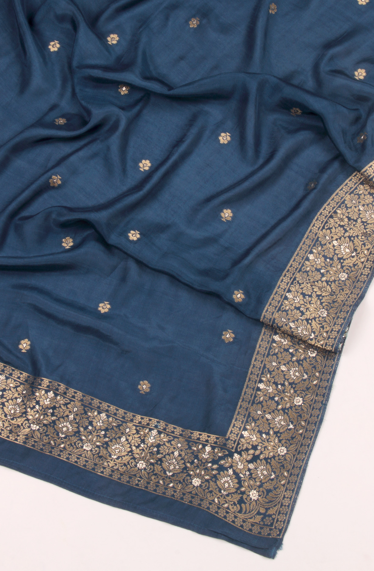 Teal Chanderi Silk Unstitched Salwar Kameez with Dupatta - 981-NK62A