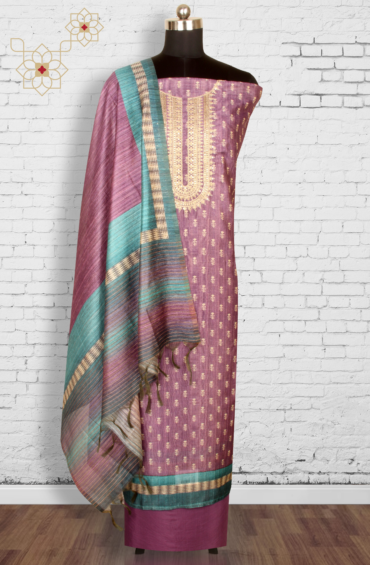 Purple Chanderi Salwar Kameez with Beautiful Dupatta - 981-NK8B