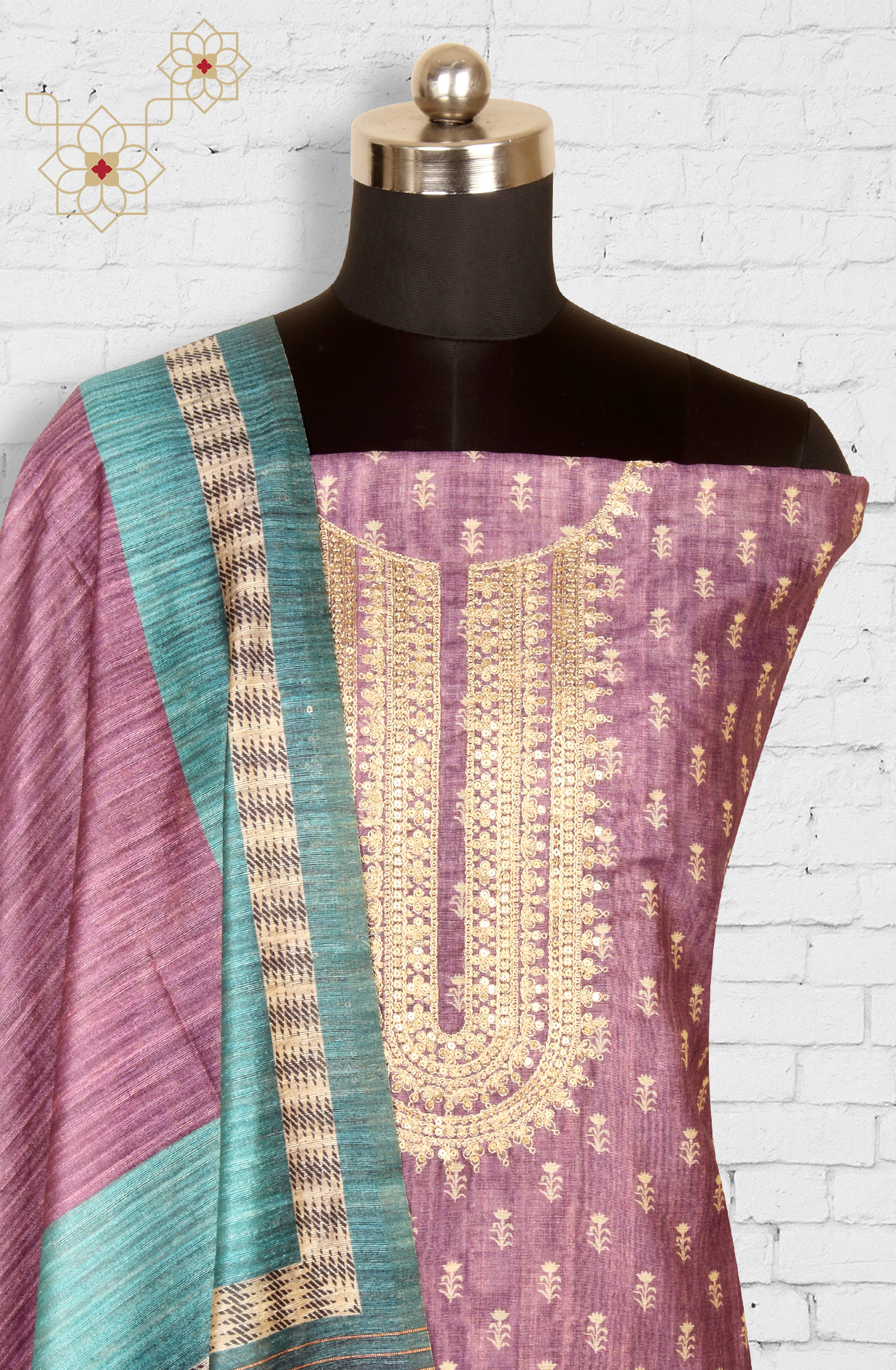 Purple Chanderi Salwar Kameez with Beautiful Dupatta - 981-NK8B