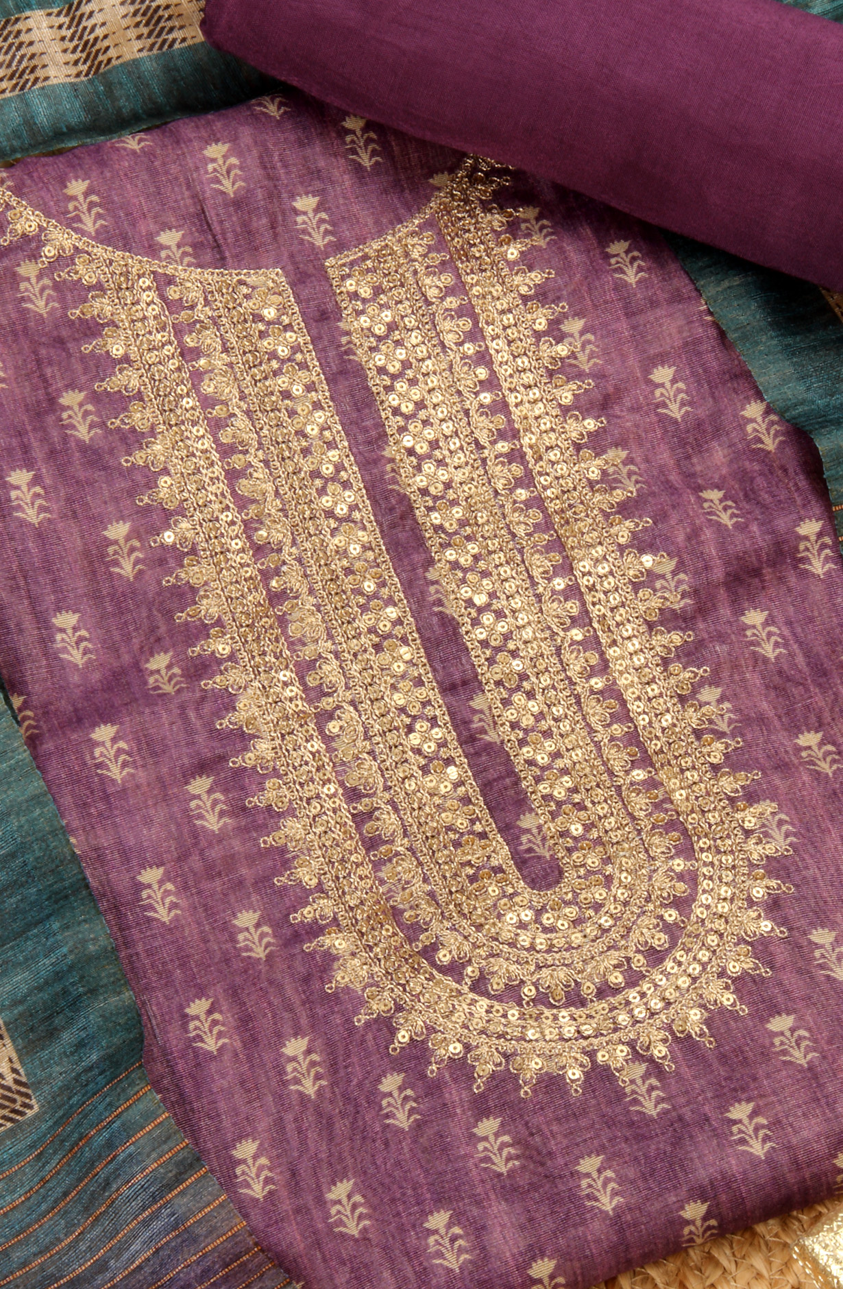 Purple Chanderi Salwar Kameez with Beautiful Dupatta - 981-NK8B