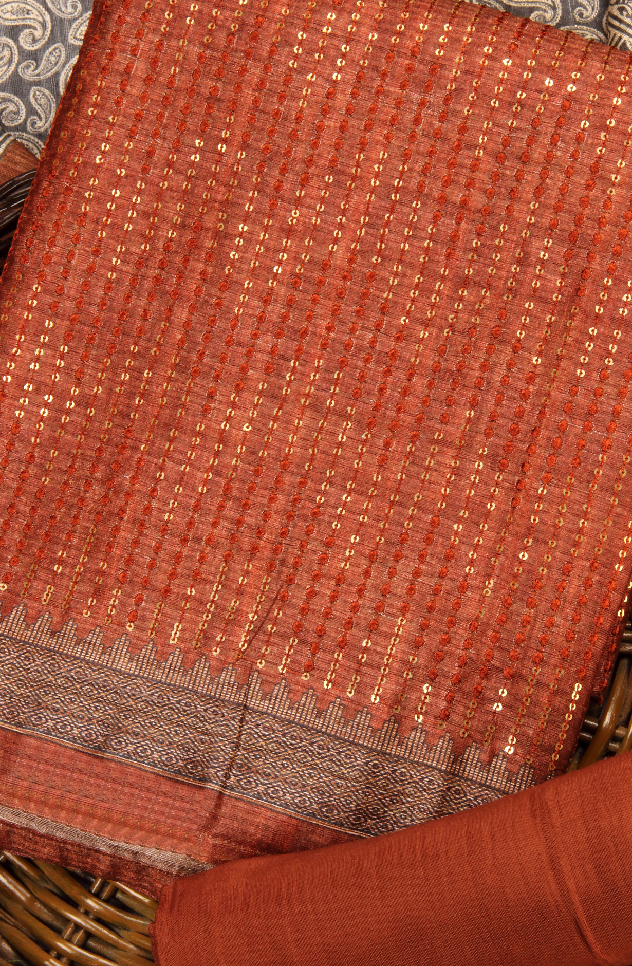 Rust Silk Unstitched Salwar Kameez Festive Wear - 981-P11A