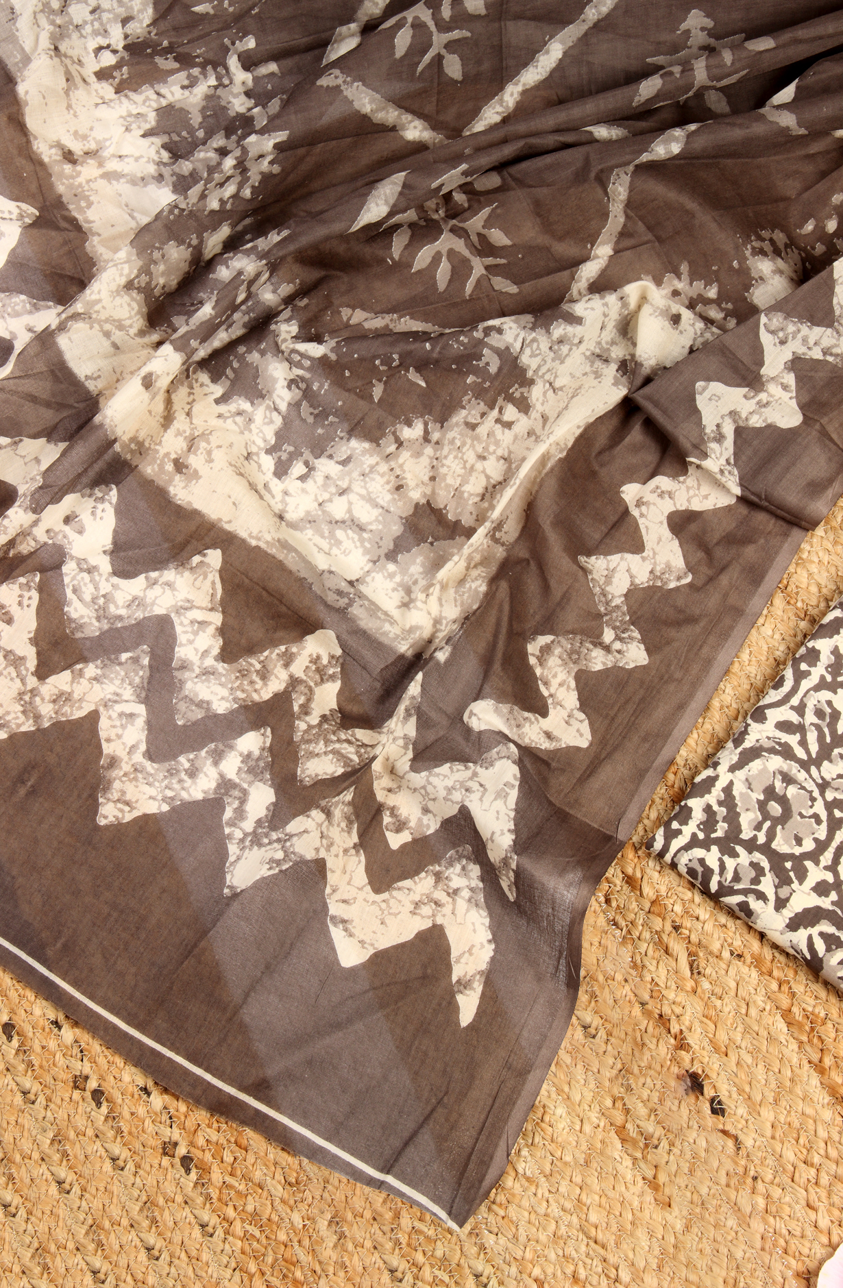 Beige Cotton Printed Unstitched Salwar Suit - 983-3458-10A