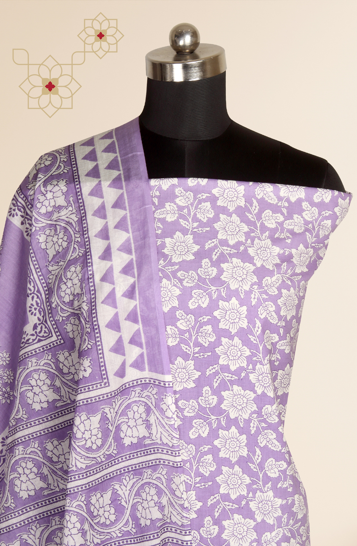 Lilac Cotton Printed Unstitched Salwar Suit - 983-3458-7A