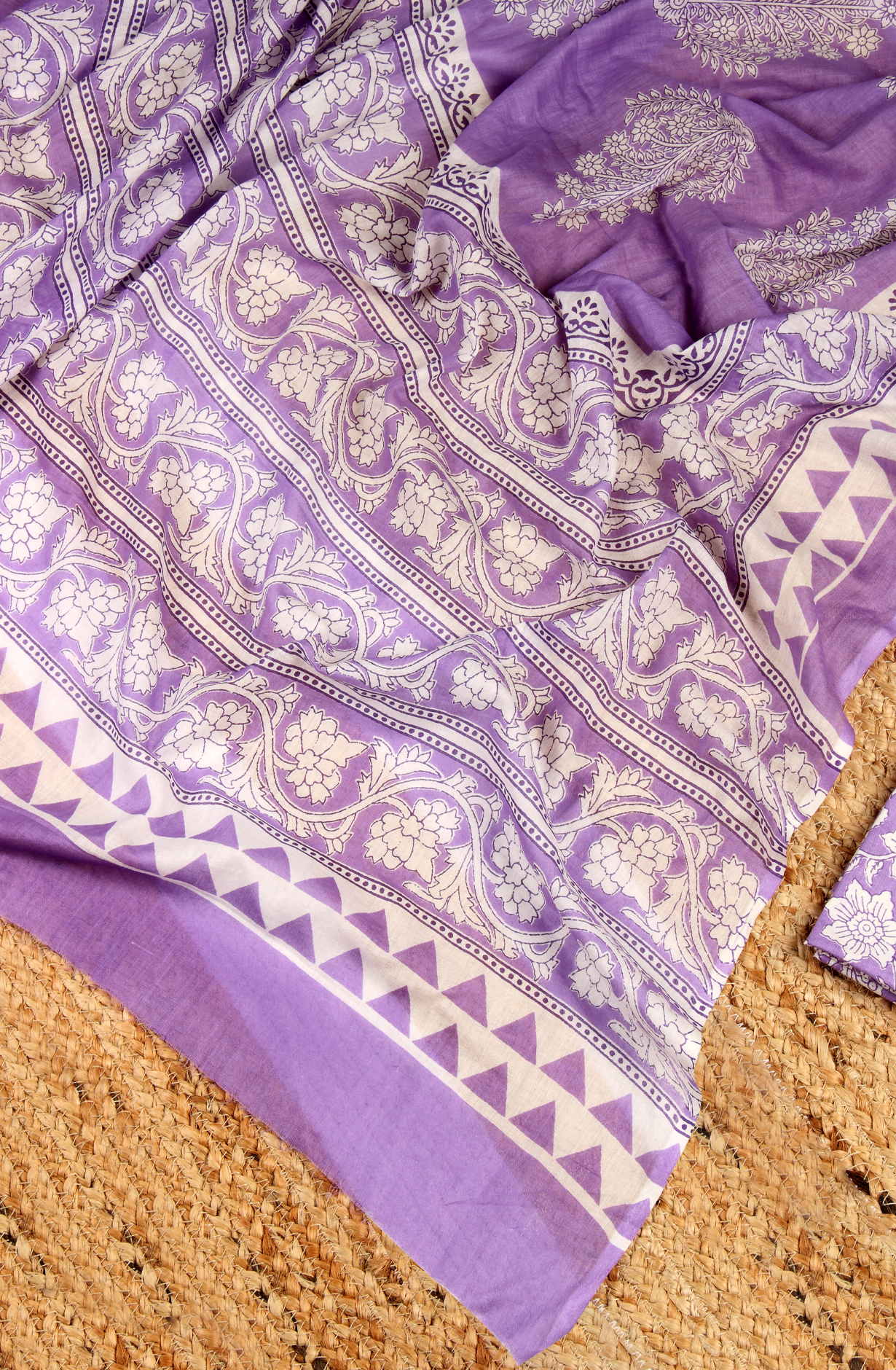 Lilac Cotton Printed Unstitched Salwar Suit - 983-3458-7A