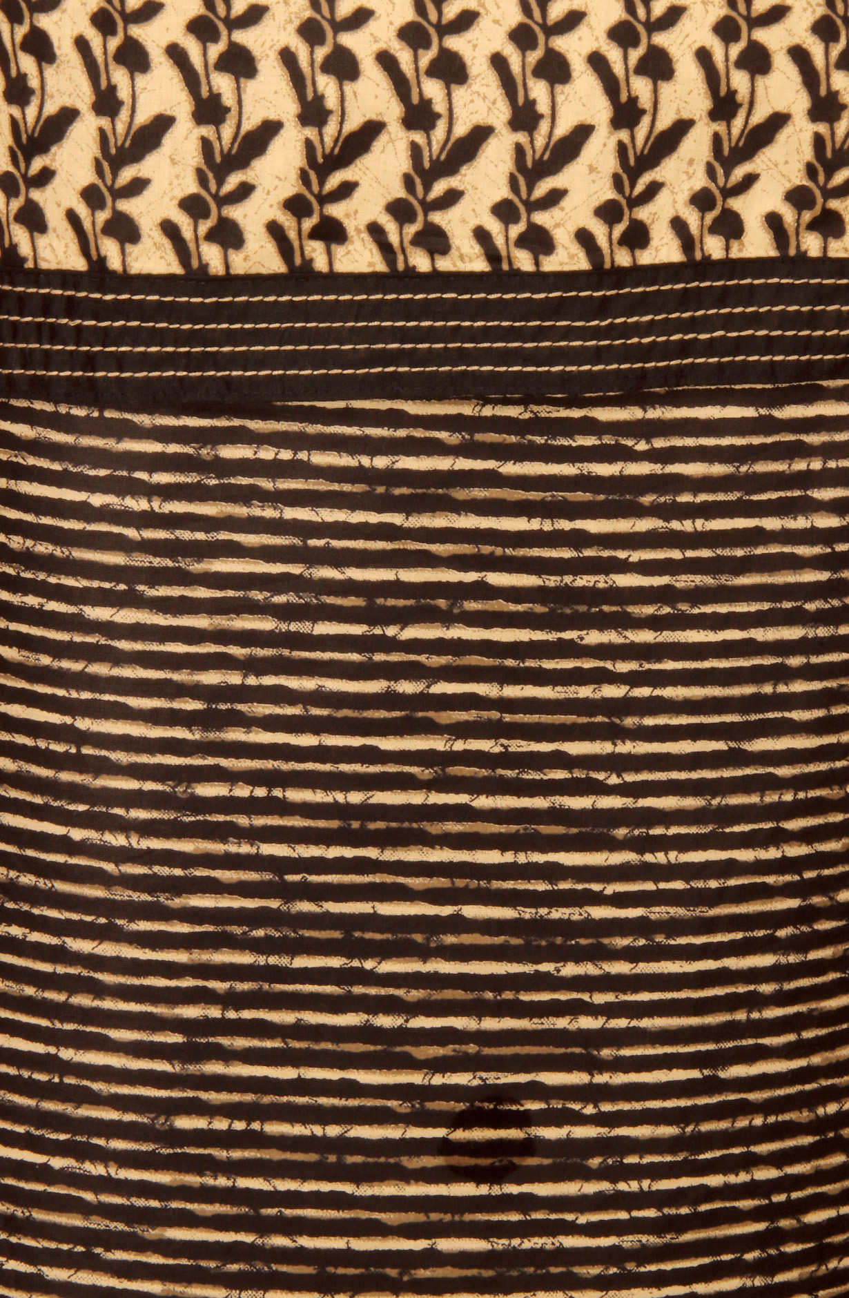 Beige and Black Cotton Printed Unstitched Salwar Kameez - 983-3491A