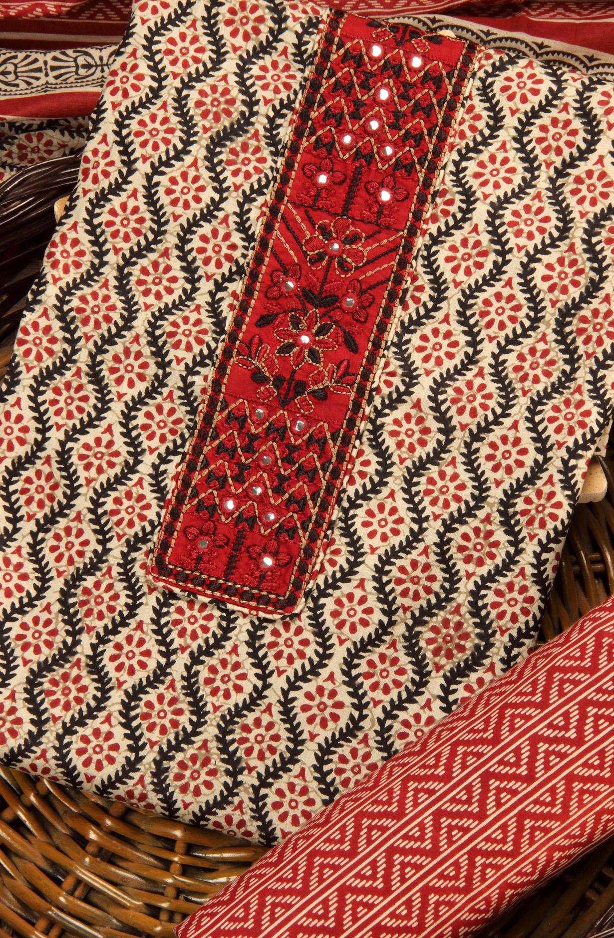 Multi-coloured Cotton Printed Salwar Kameez with Dupatta - 983-3540A