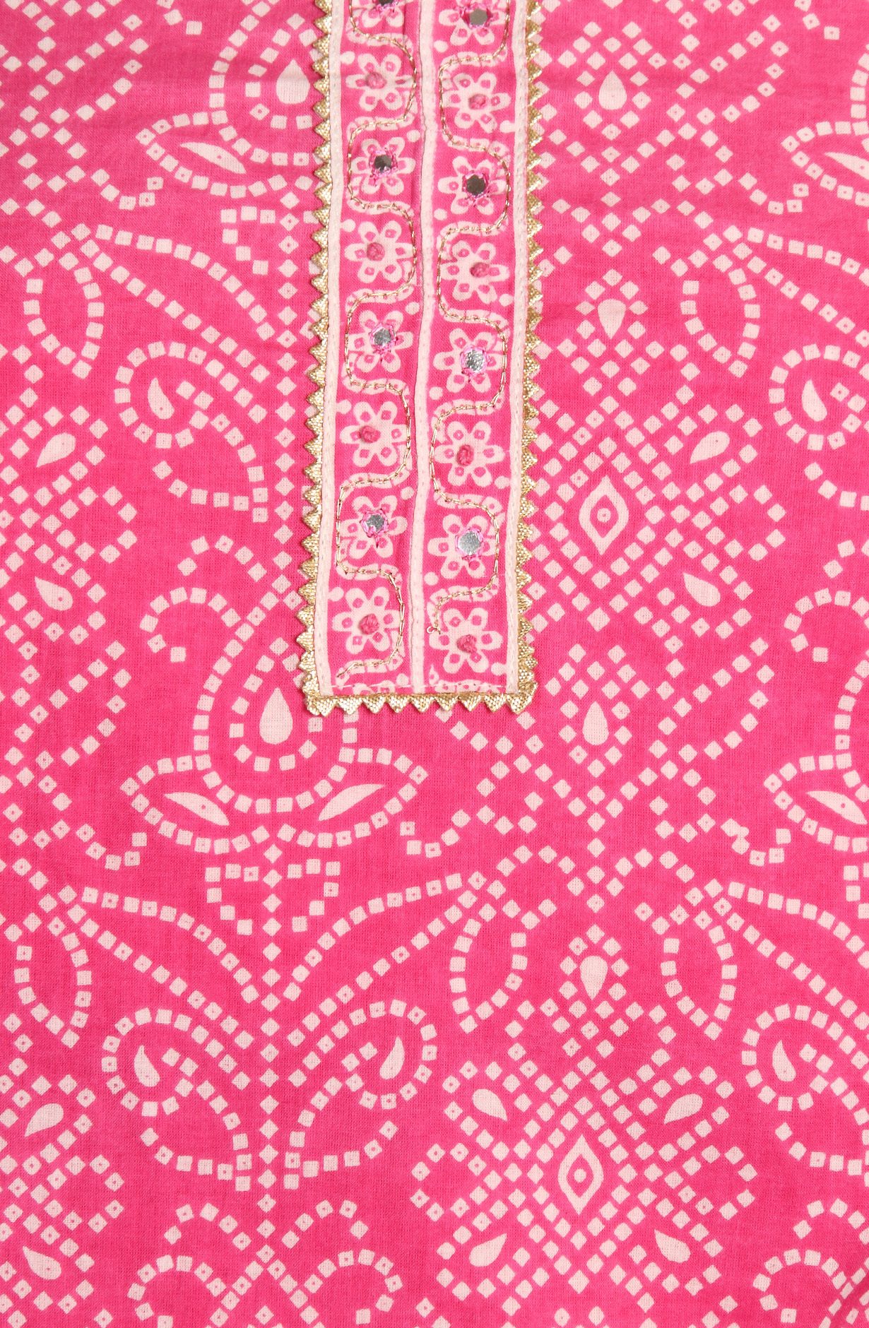 Pink Cotton Bandhej Print Salwar Suit with Dupatta - 983-3599-23B