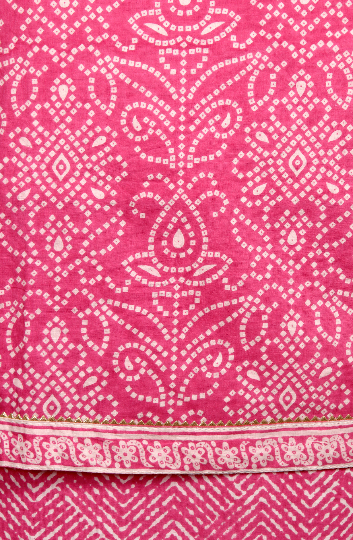 Pink Cotton Bandhej Print Salwar Suit with Dupatta - 983-3599-23B