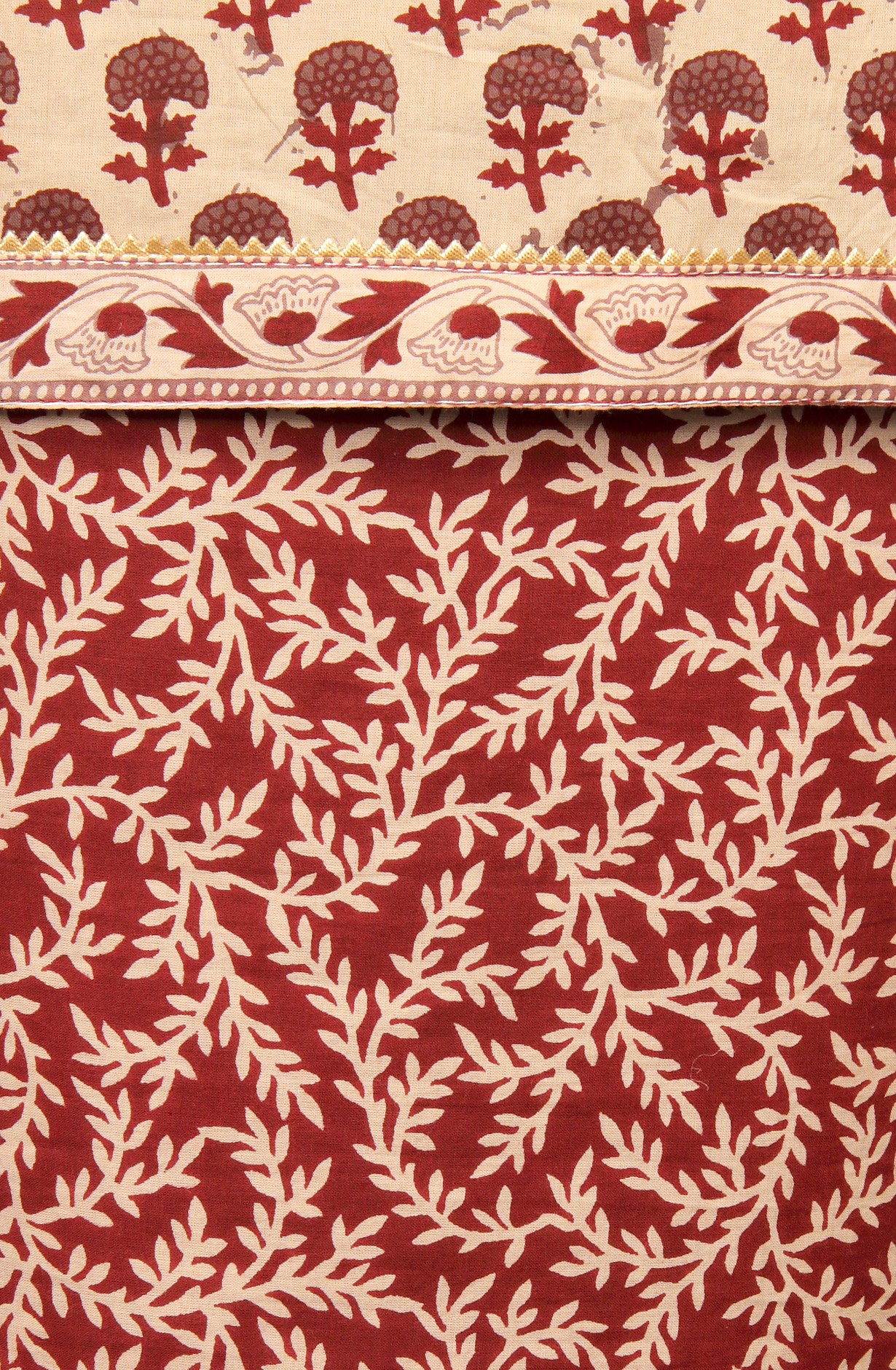 Beige and Maroon Cotton Print Salwar Suit - 983-3599-84B