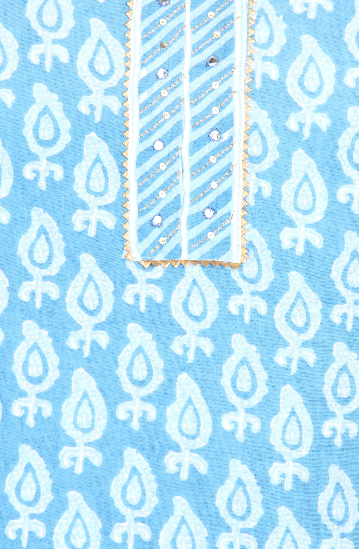 Pastel Blue Cotton Printed Salwar Suit-sets - 983-3599-86A