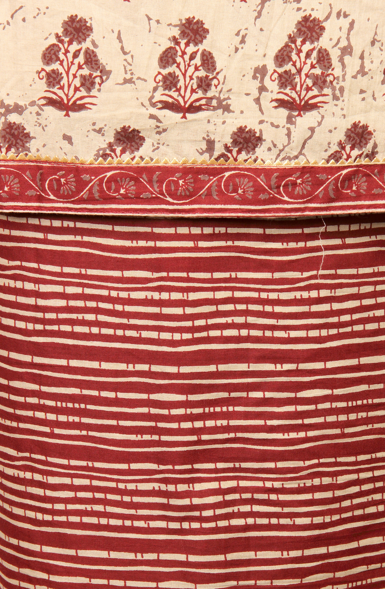 Beige and Maroon Cotton Printed Salwar Suit-sets - 983-3599-86B