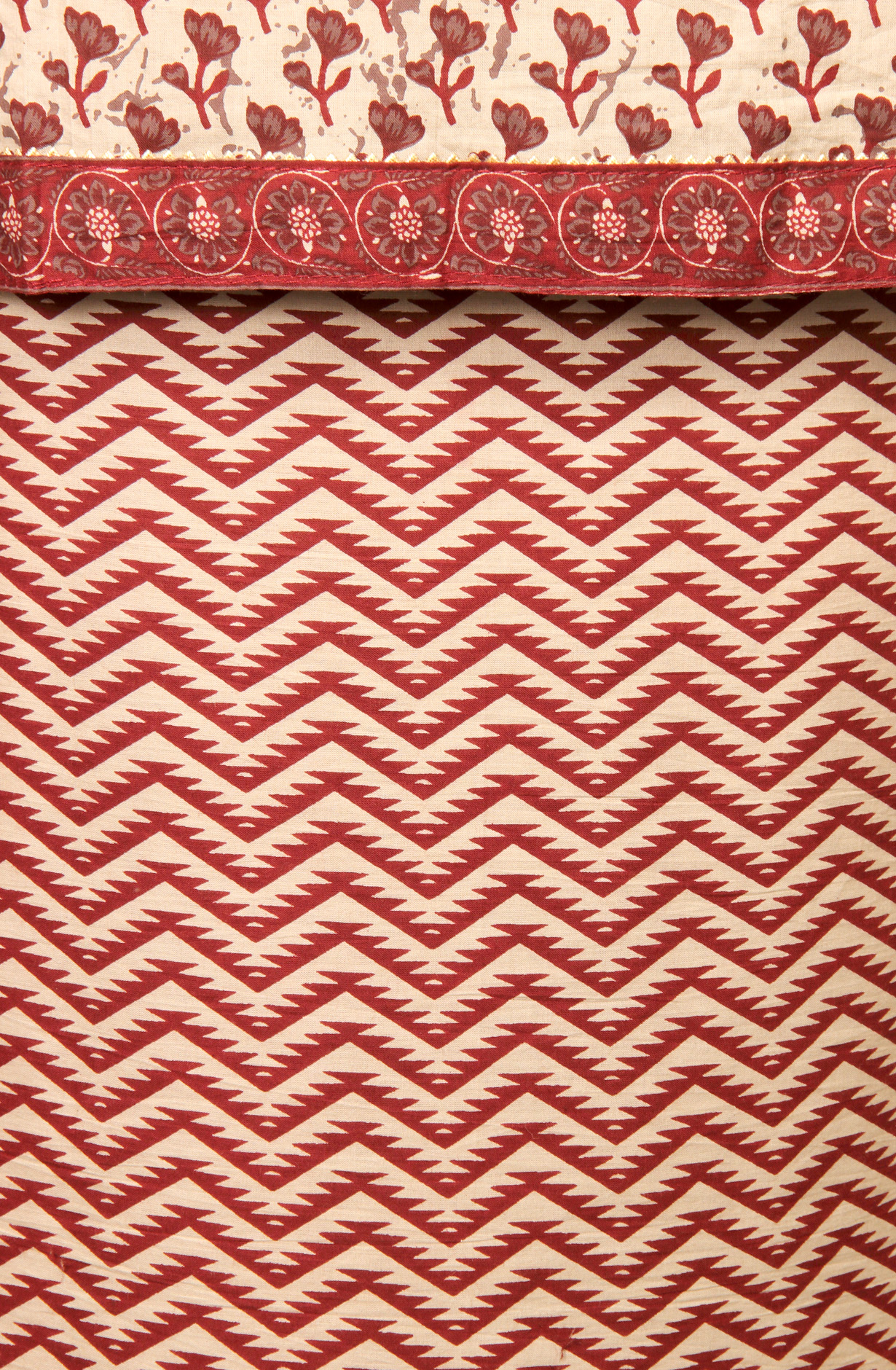 Beige and Maroon Cotton Printed Salwar Kameez - 983-3599-87B