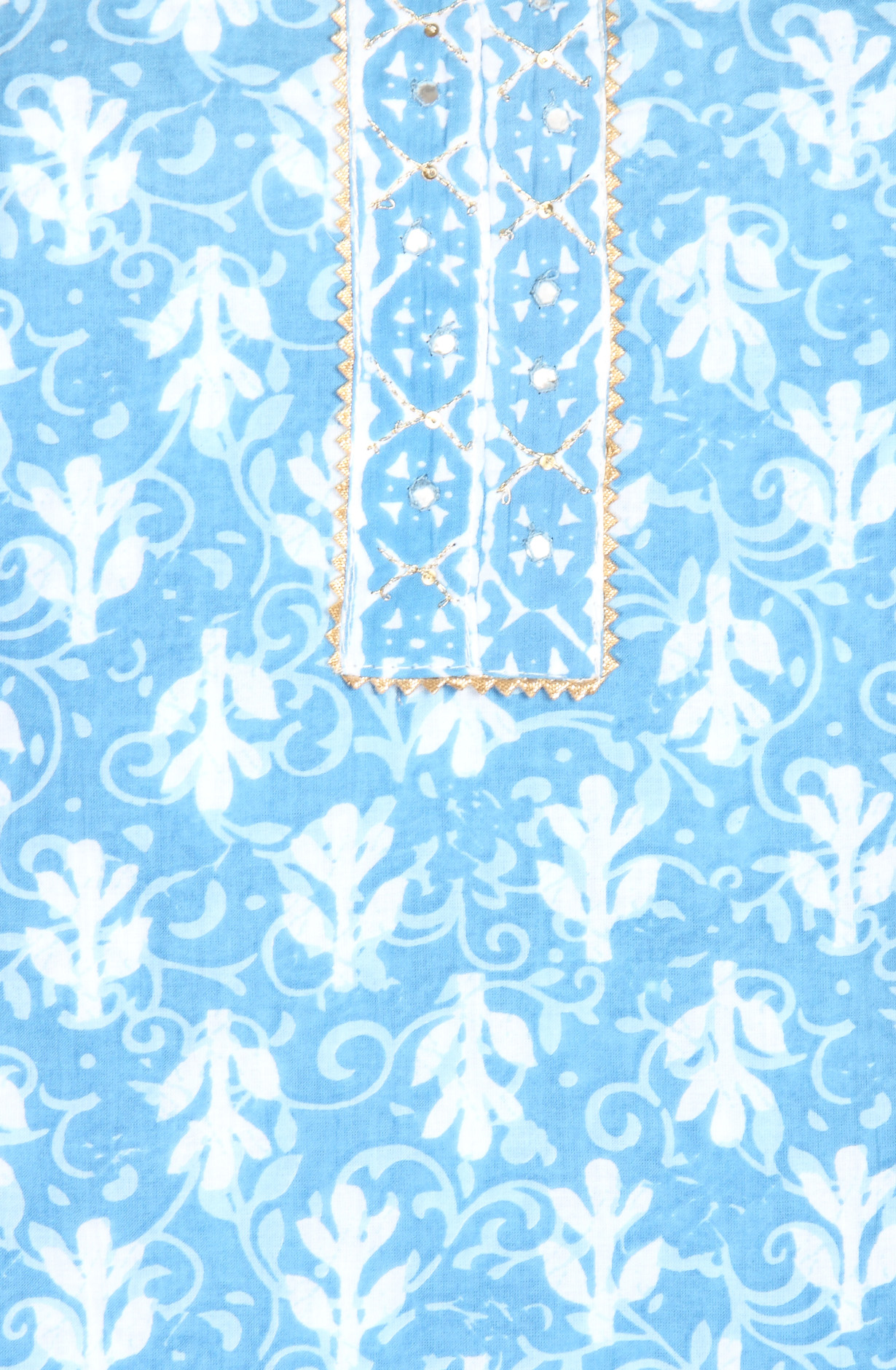 Pastel Blue Cotton Printed Gota Patti Work Salwar Suit - 983-3599-88A