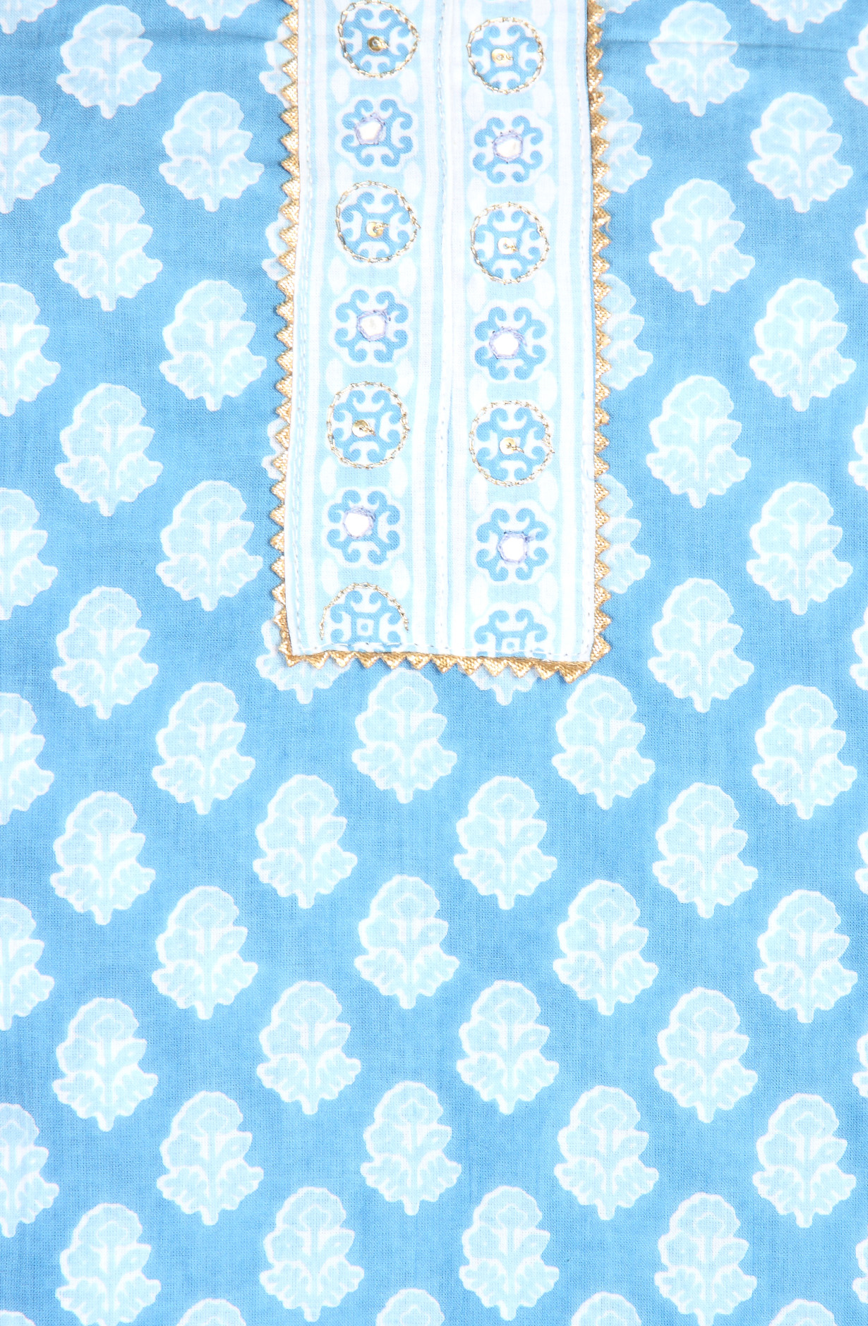 Pastel Blue Cotton Print Salwar Kameez - 983-3599-90A