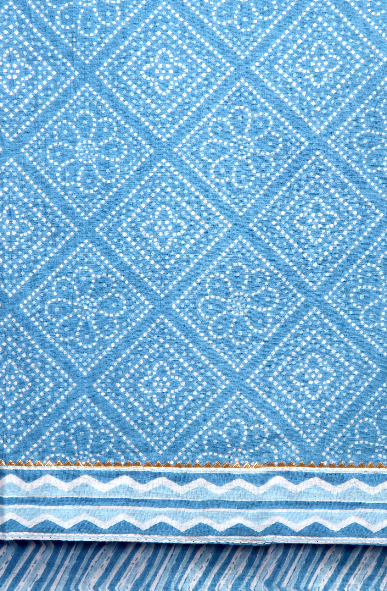 Pastel Blue Cotton Bandhej Print Salwar Suit with Dupatta - 983-3599-91A