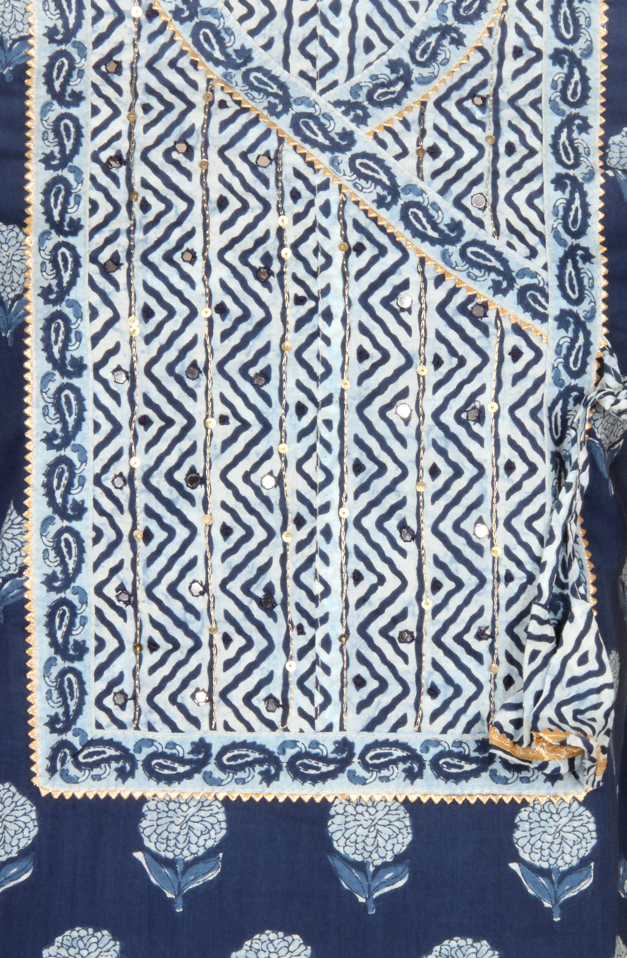 Indigo Blue Cotton Print Salwar Kameez - 983-3662-1A