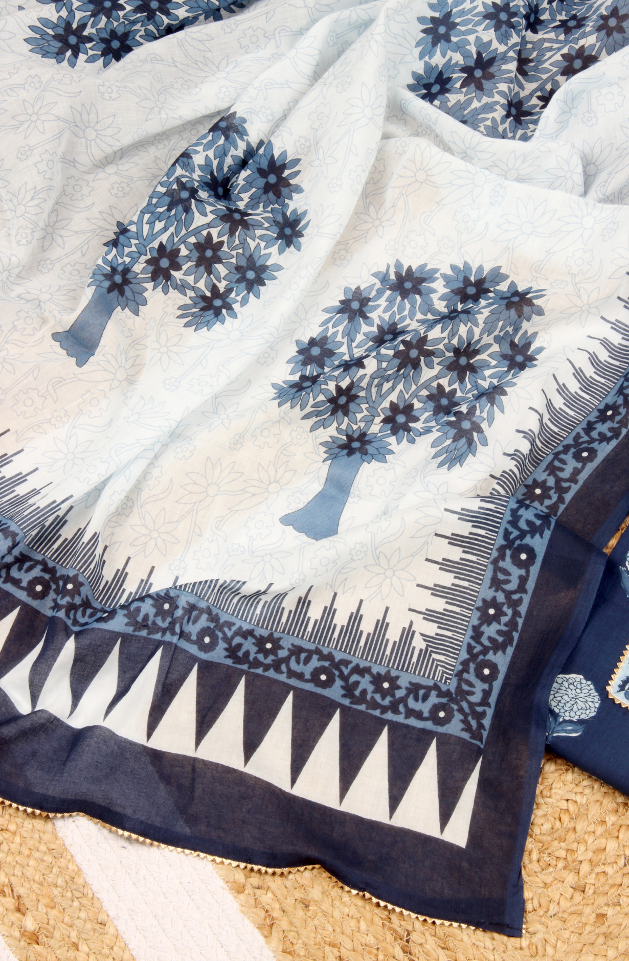 Indigo Blue Cotton Print Salwar Kameez - 983-3662-1A