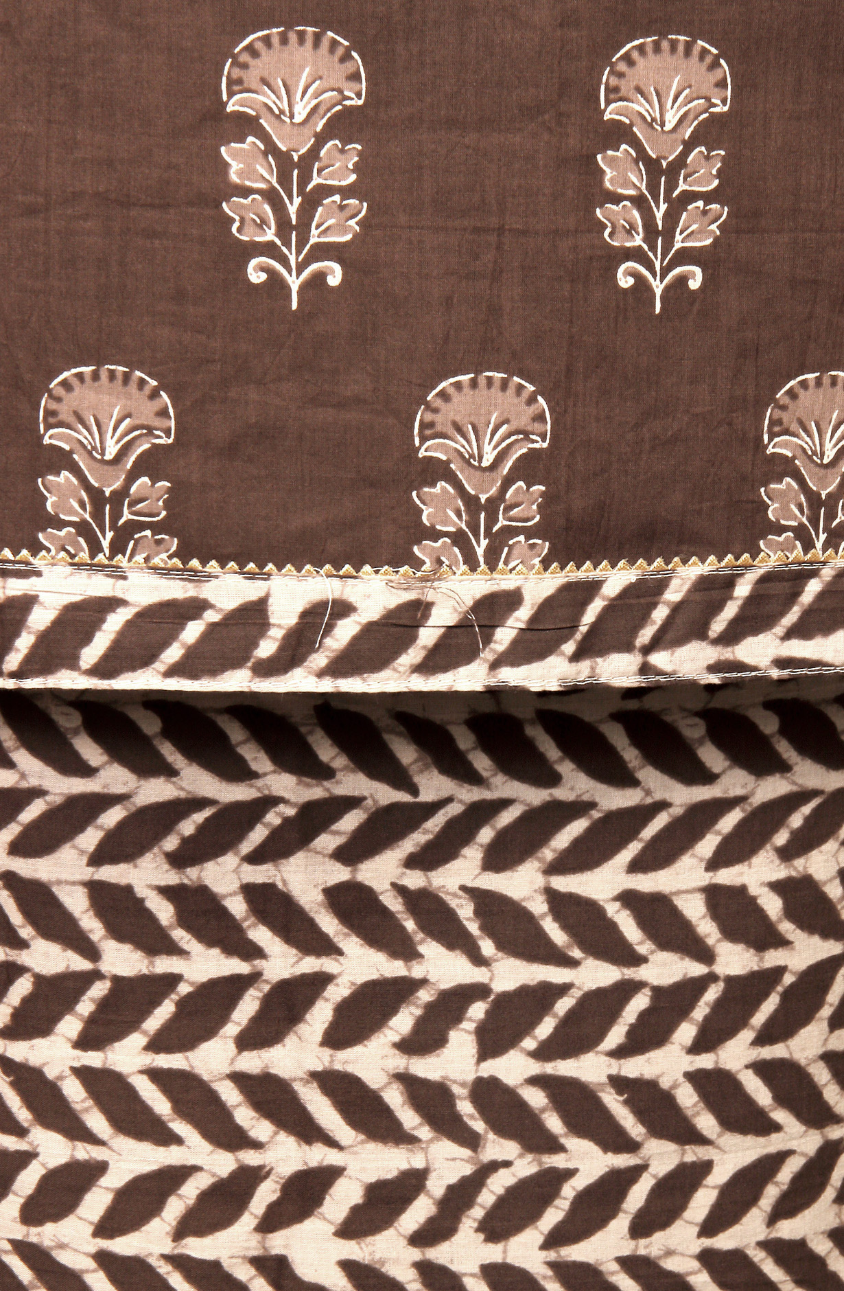 Coffee Printed Unstitched Cotton Dress Material - 983-3662-1B