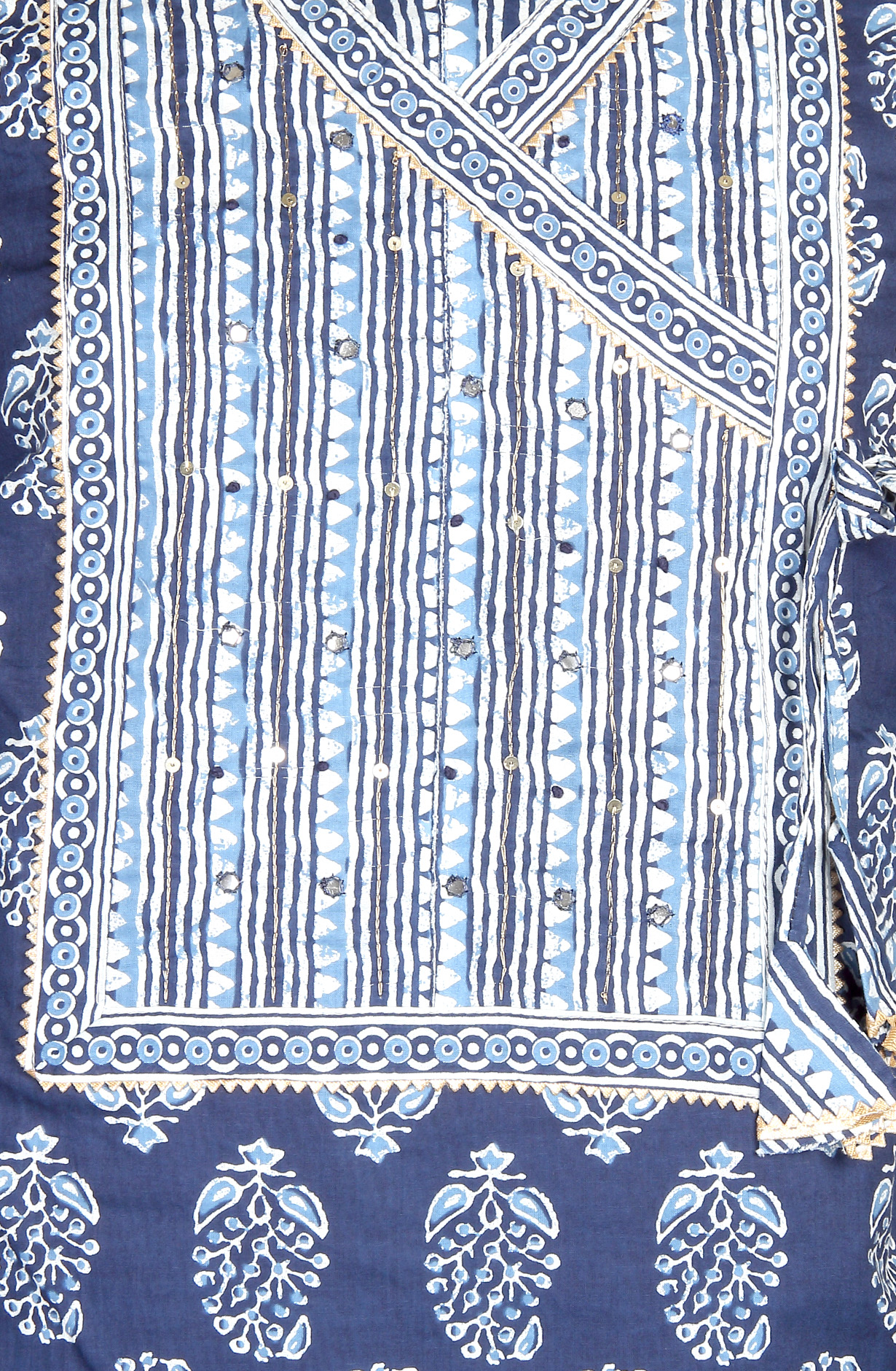 Blue Printed Unstitched Cotton Dress Material - 983-3662-2A