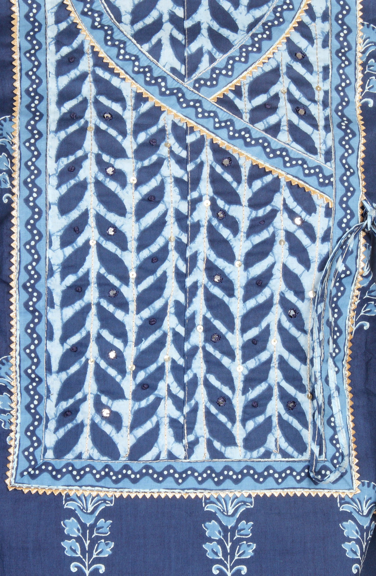 Blue Cotton Print Salwar Kameez - 983-3662-3A