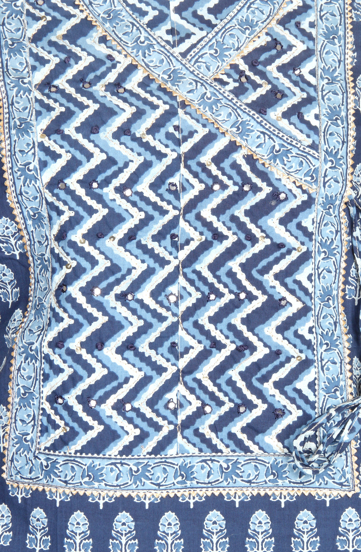 Blue Cotton Print Salwar Suit - 983-3662