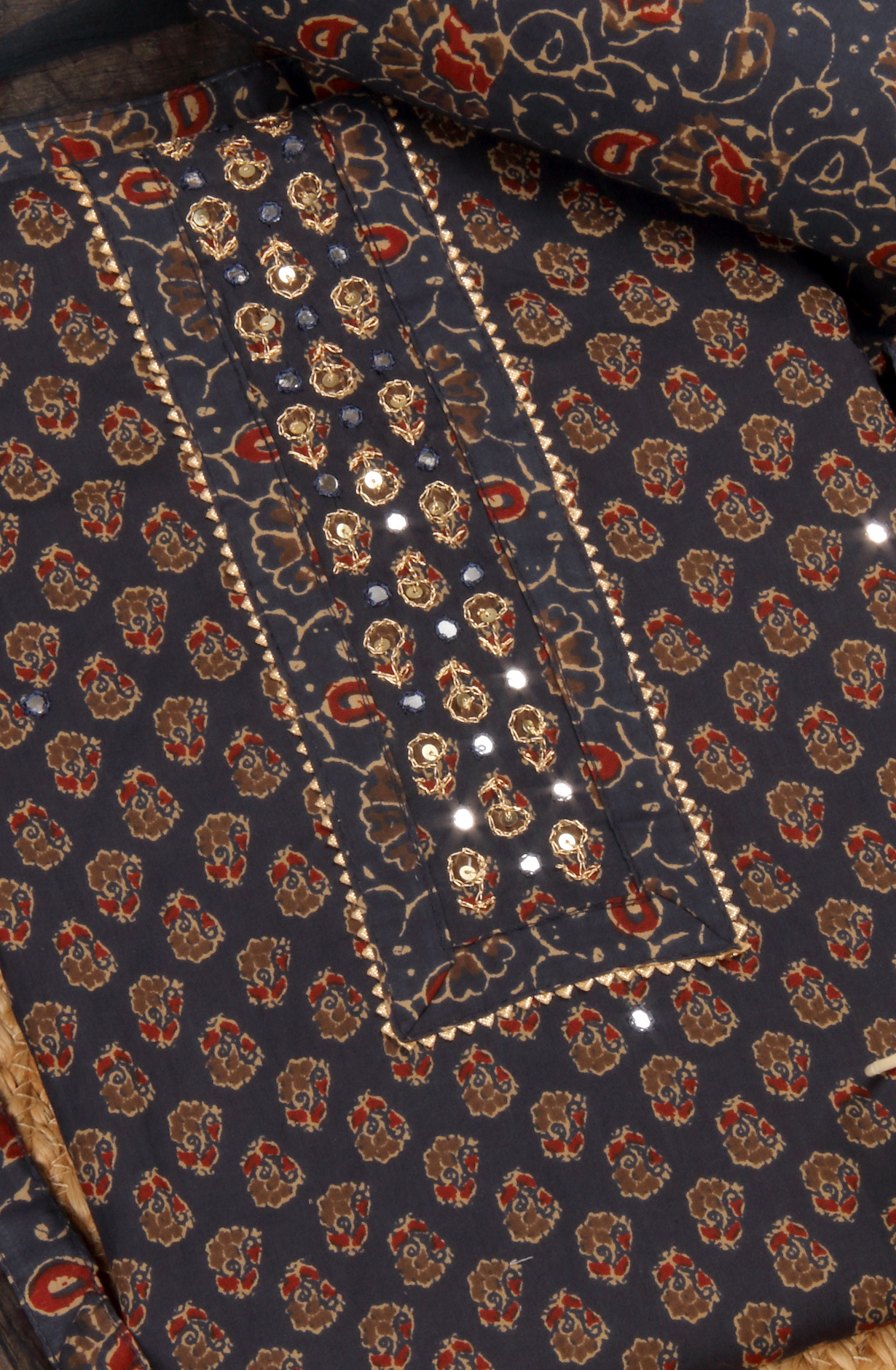 Blue Cotton Unstitched Printed Salwar Dress Material - 983-3742-02A