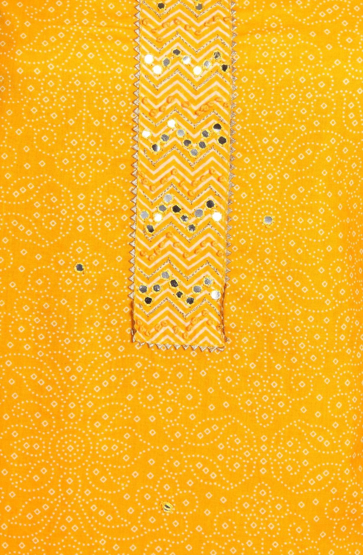 Yellow Cotton Bandhej Print Salwar Suit with Chiffon Dupatta - 983-3742-26B