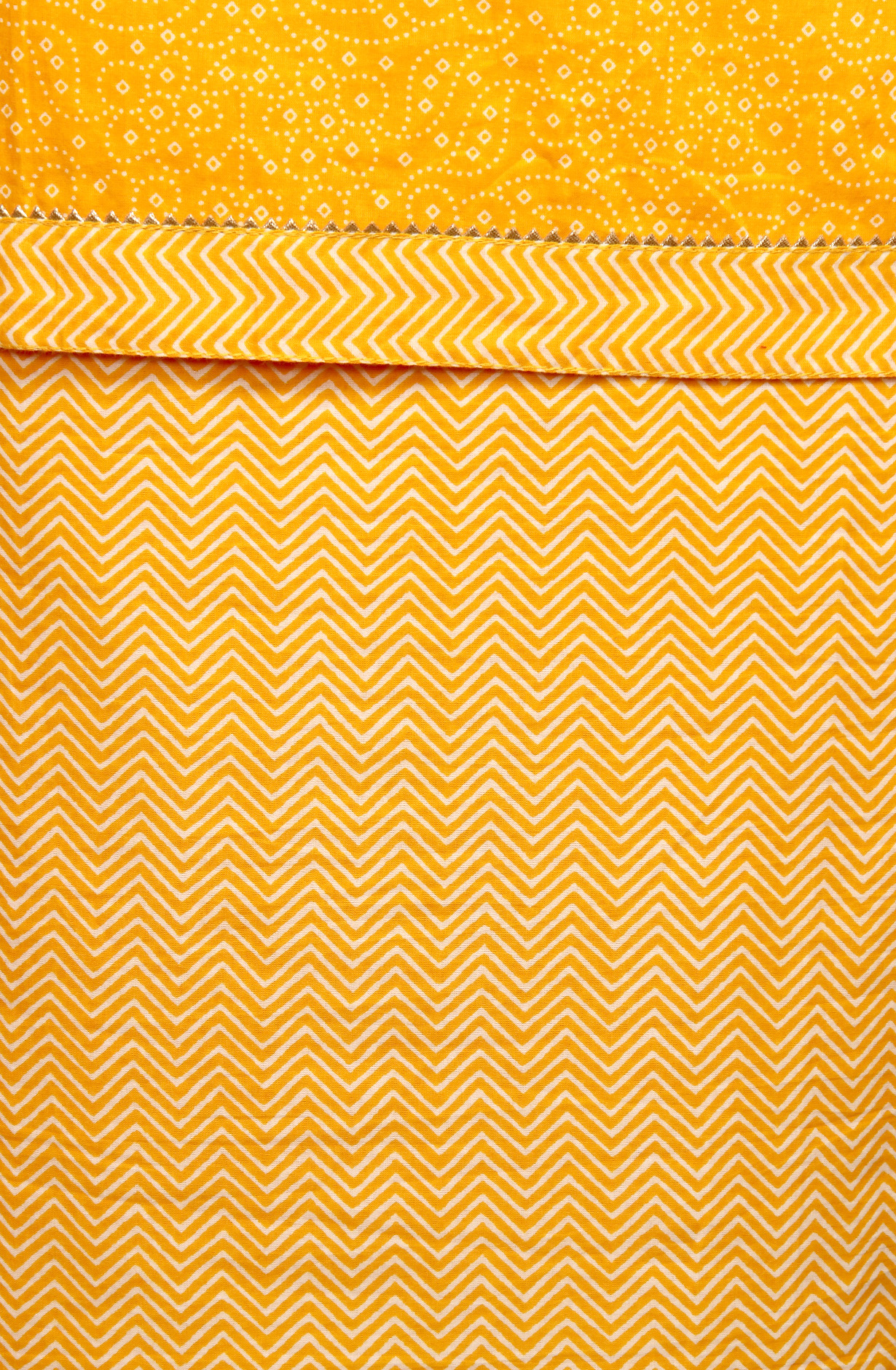 Yellow Cotton Bandhej Print Salwar Suit with Chiffon Dupatta - 983-3742-26B