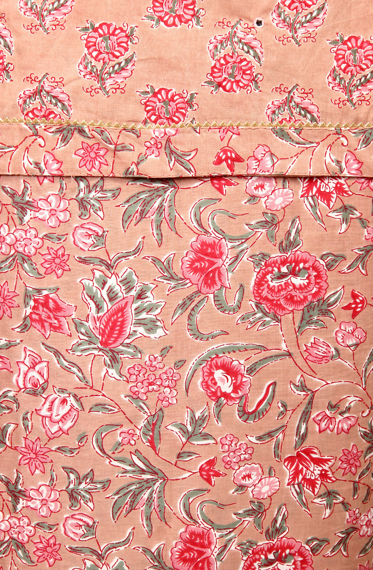 Peach Printed Unstitched Cotton Dress Material with Chiffon Dupatta - 983-3742-35B