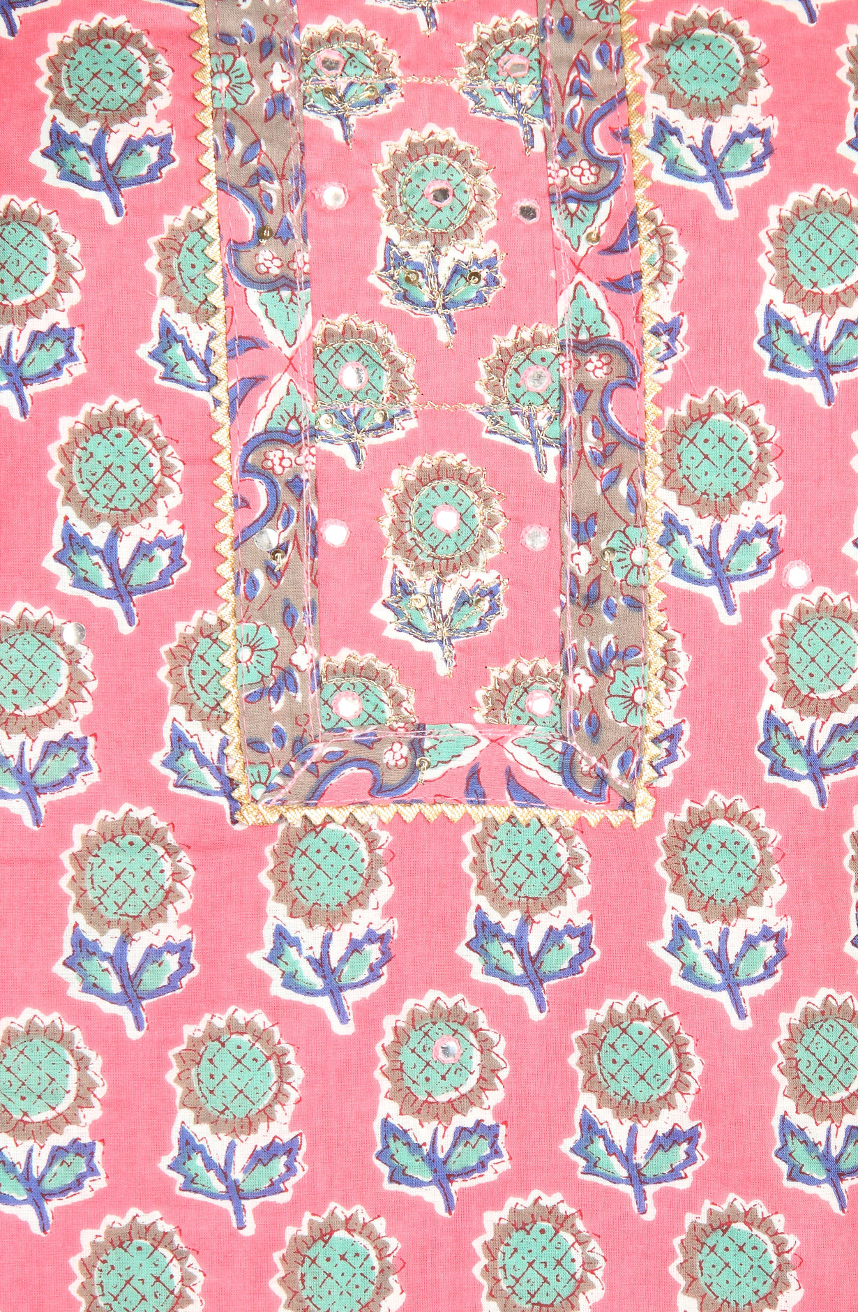 Pink Cotton Printed Salwar Kameez with Chiffon Dupatta - 983-3742-36C