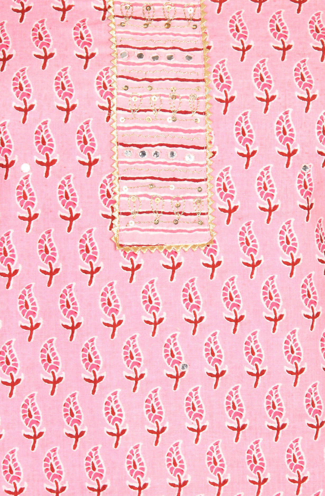 Pink Cotton Printed Salwar Suit with Chiffon Dupatta - 983-3742-37A