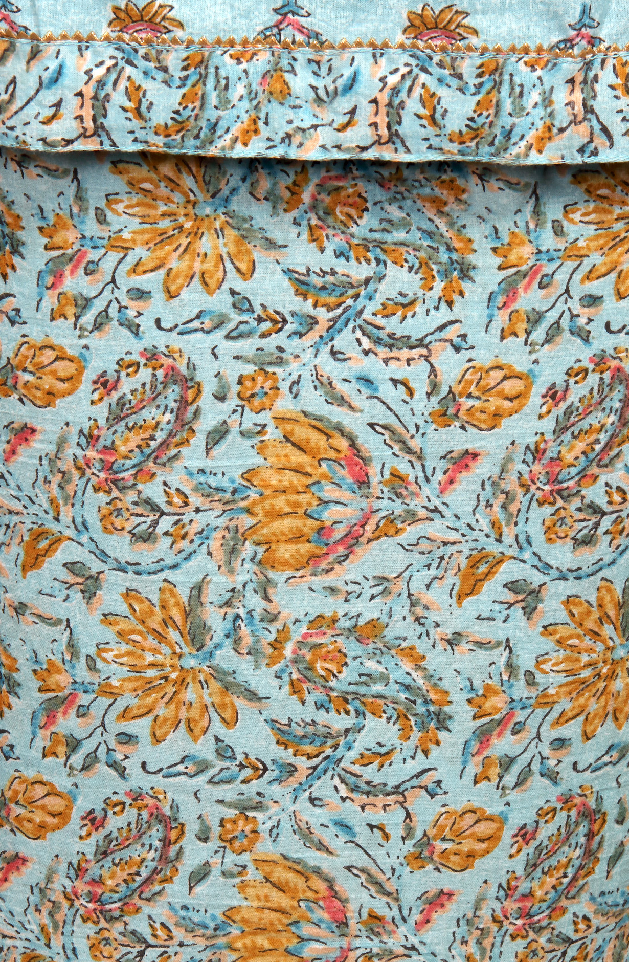 Pastel Blue Cotton Printed Salwar Suit with Chiffon Dupatta - 983-3742-38A