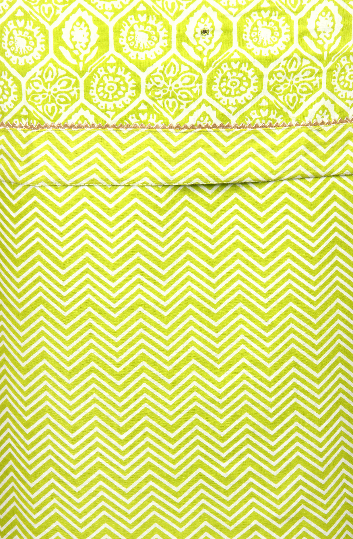 Parrot Green Cotton Printed Salwar Kameez with Chiffon Dupatta - 983-3742-39B