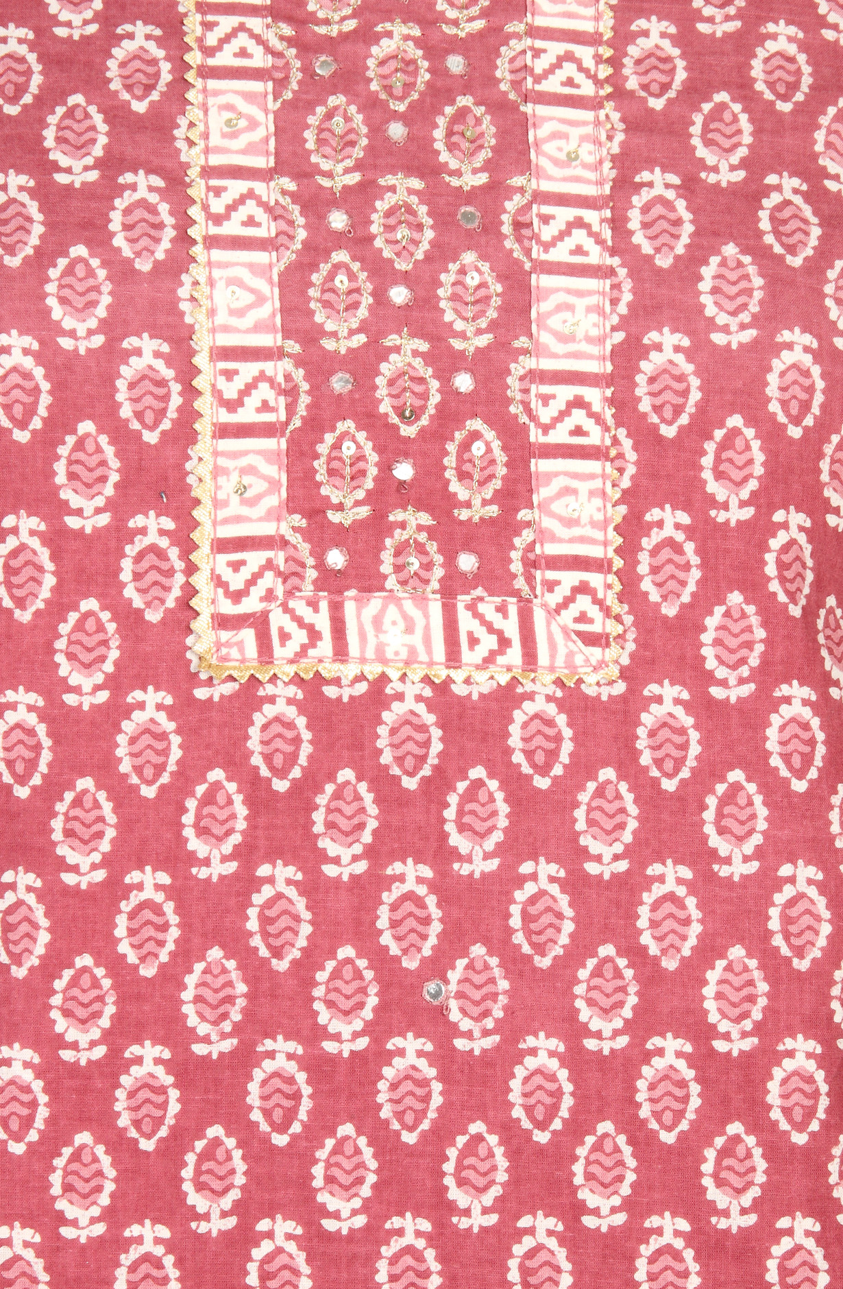 Mauve Cotton Printed Salwar Suit with Chiffon Dupatta - 983-3742-40A