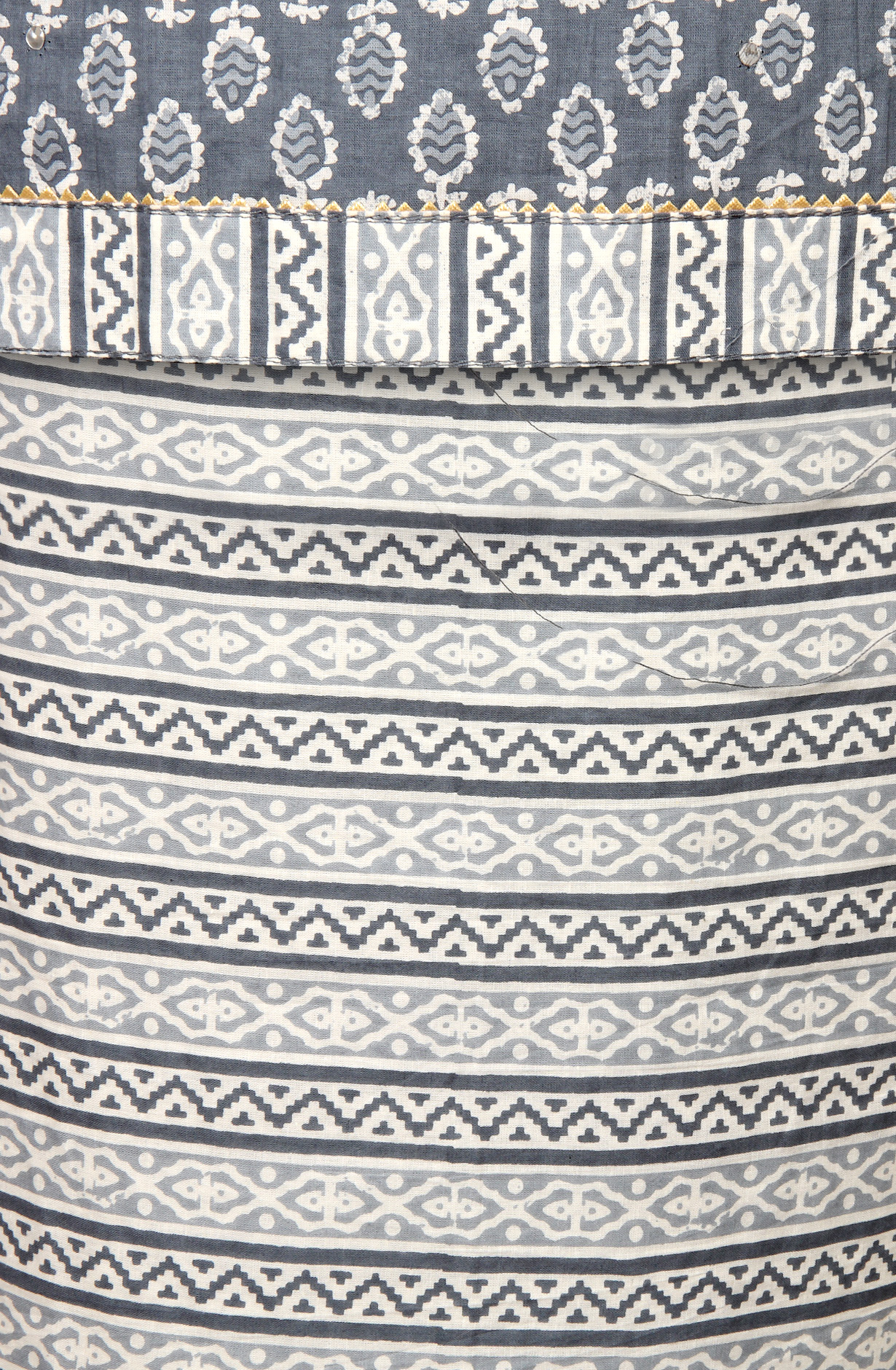 Grey Cotton Printed Salwar Suit with Chiffon Dupatta - 983-3742-40B