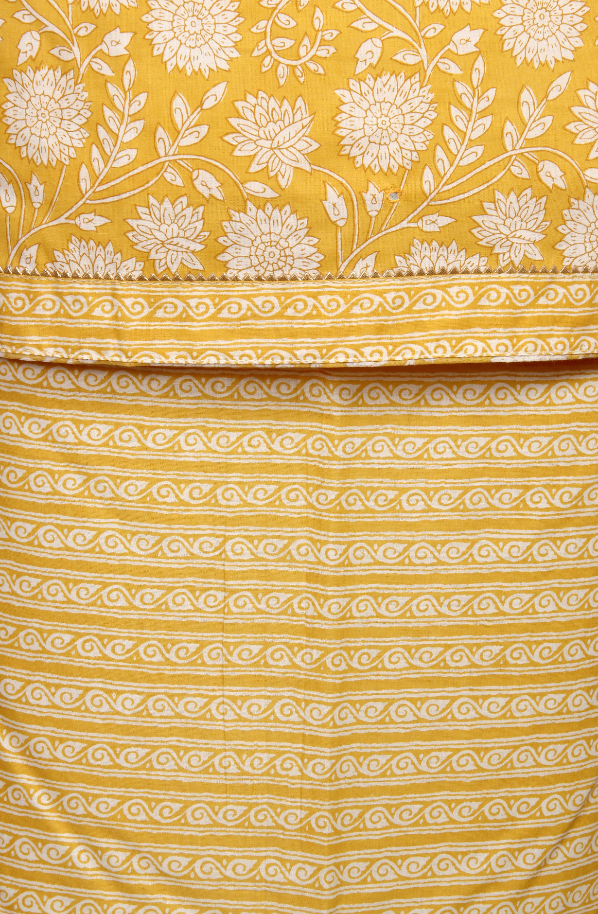 Mustard Cotton Printed Unstitched Salwar Suit with Chiffon Dupatta - 983-3742-48B