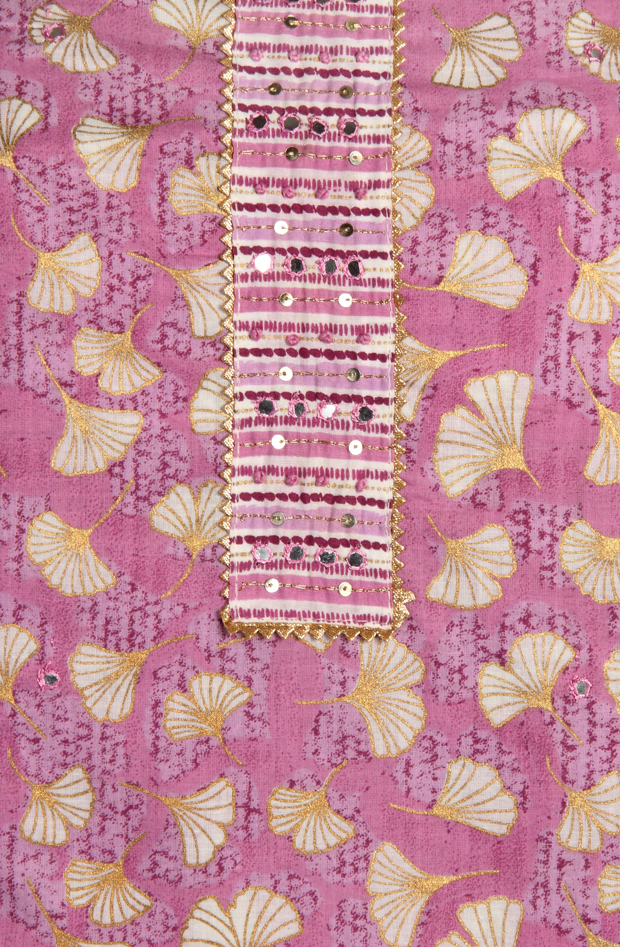 Lavender Cotton Printed Unstitched Dress Material with Chiffon Dupatta - 983-3742-51A